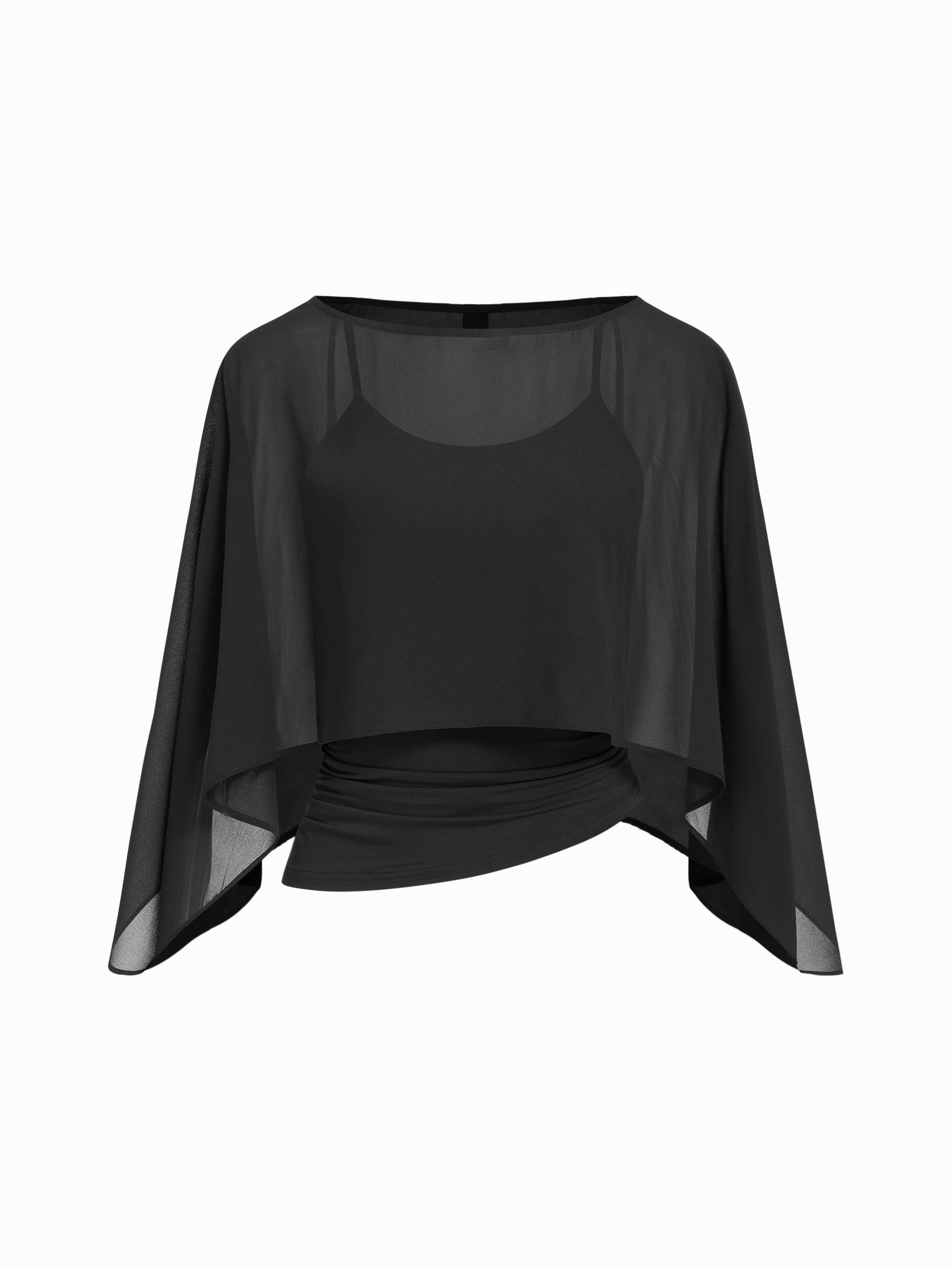 Ruched Cami Top & Chiffon Boat Neck Cape by CIDER