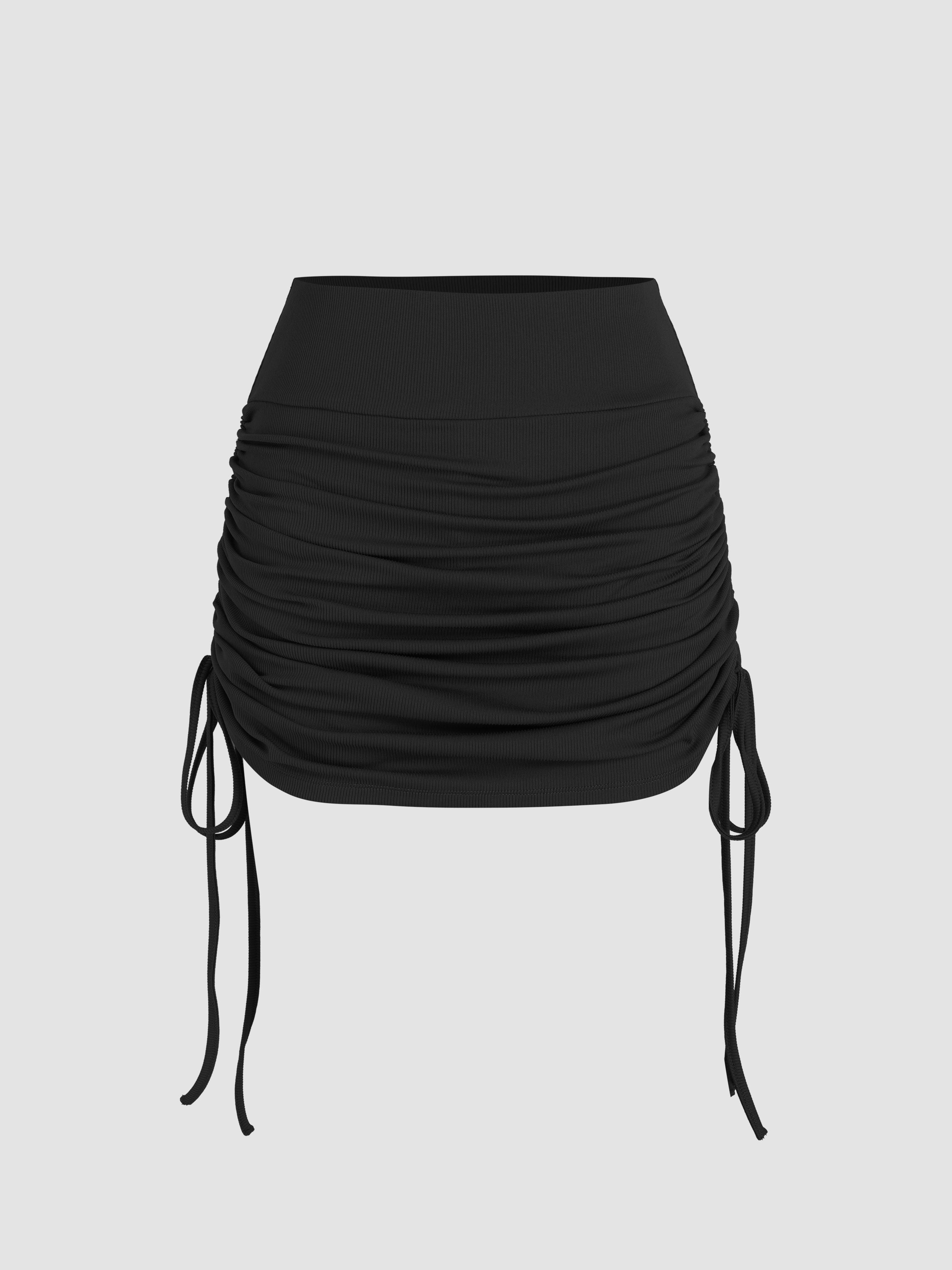 Ruched Drawstring Mini Skort by CIDER