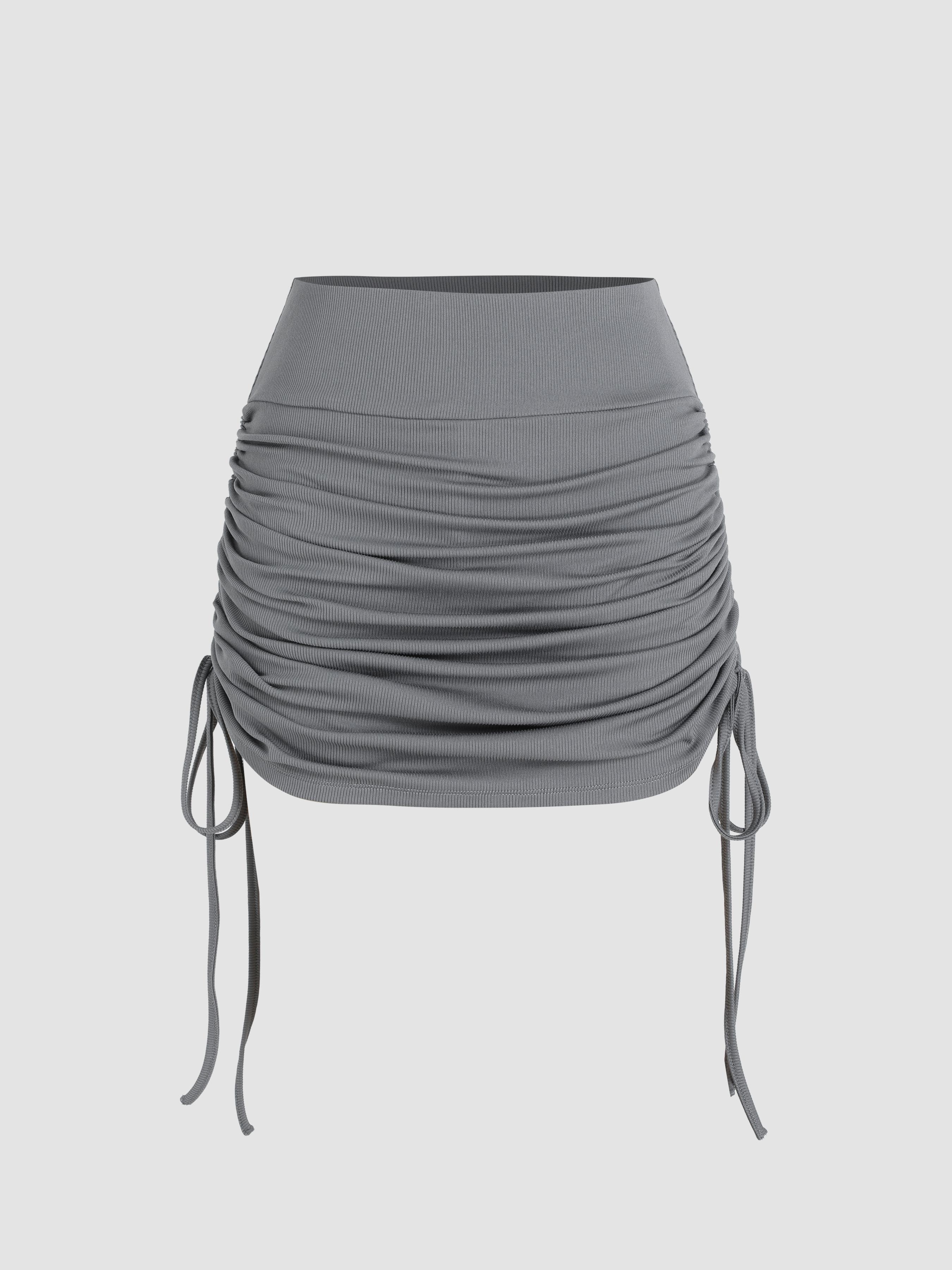Ruched Drawstring Mini Skort by CIDER