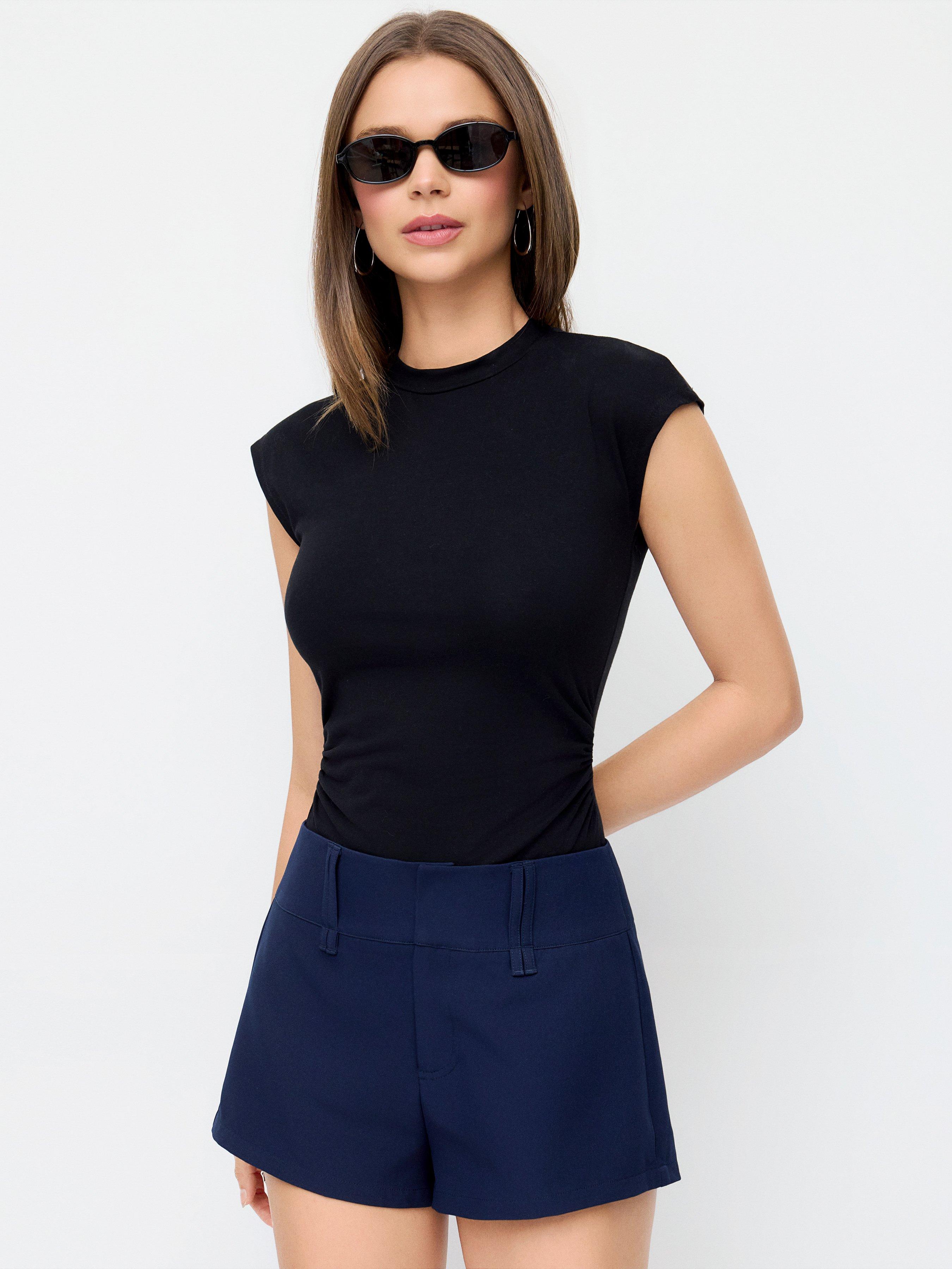 Ruched Round Neck Sleeveless Bodysuit by CIDER
