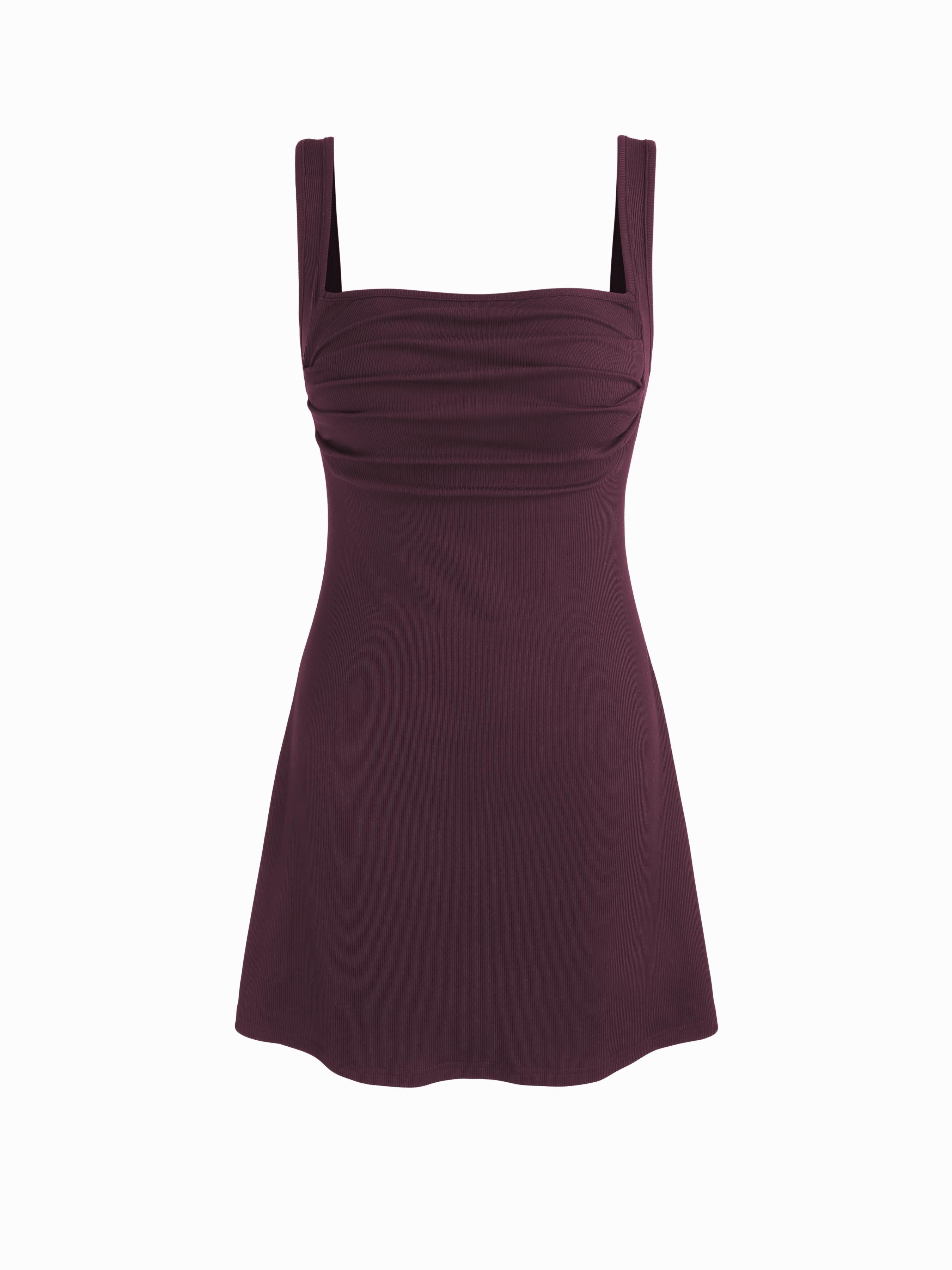 Ruched Square Neck Mini Dress by CIDER