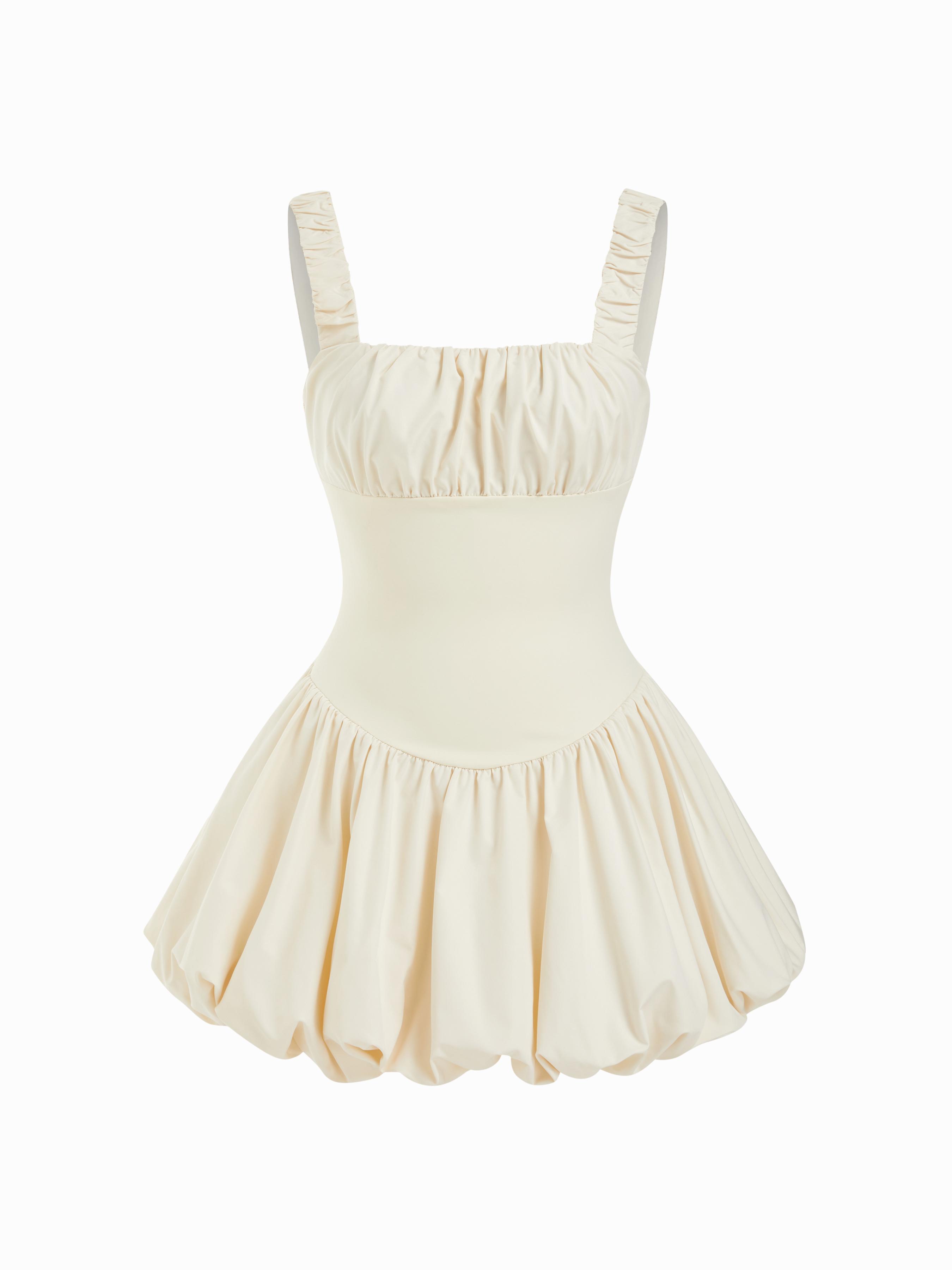 Ruched Square Neck Smock Mini Dress by CIDER