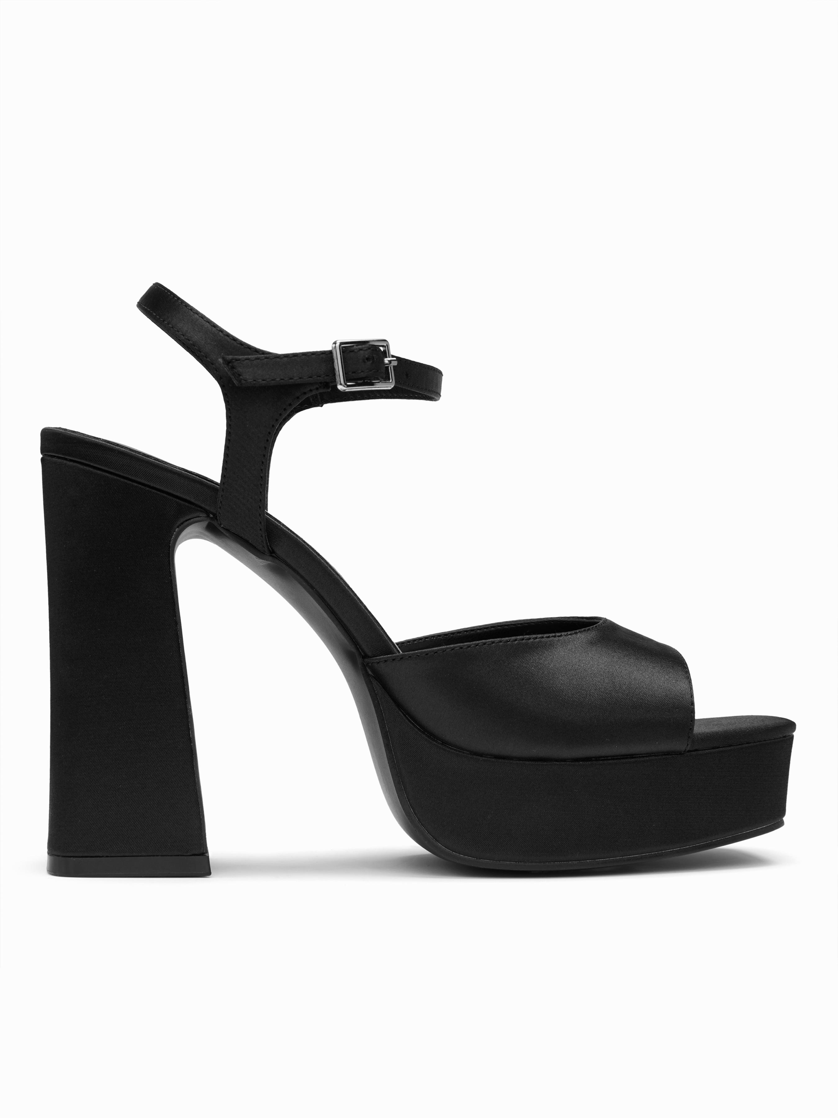 SATIN ADJUSTABLE STRAP PLATFORM CHUNCKY HEEL by CIDER