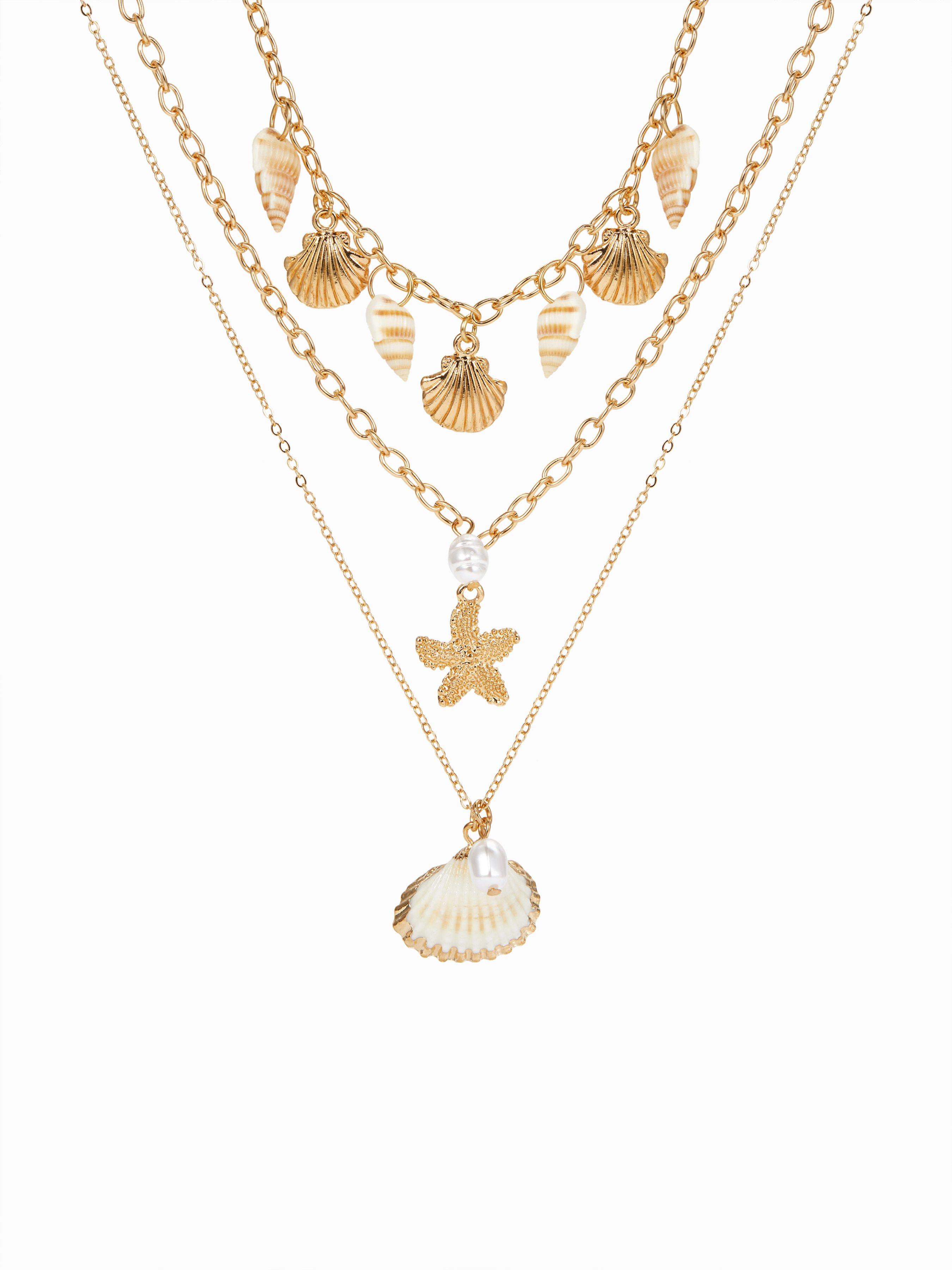 SHELL & STARFISH PENDANT LAYERED NECKLACE by CIDER