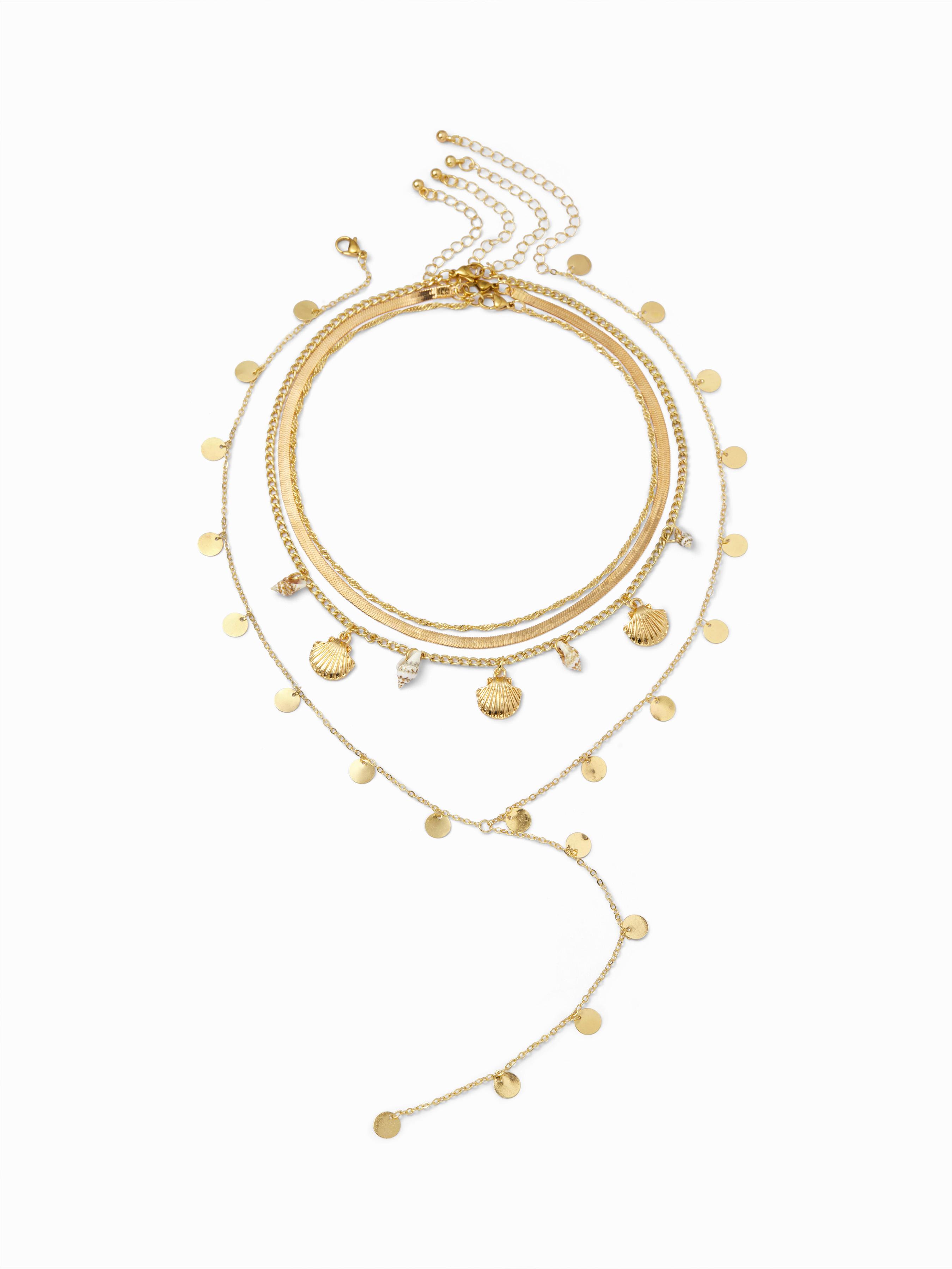 SHELL & STARFISH & SEQUIN LAYERED NECKLACE by CIDER