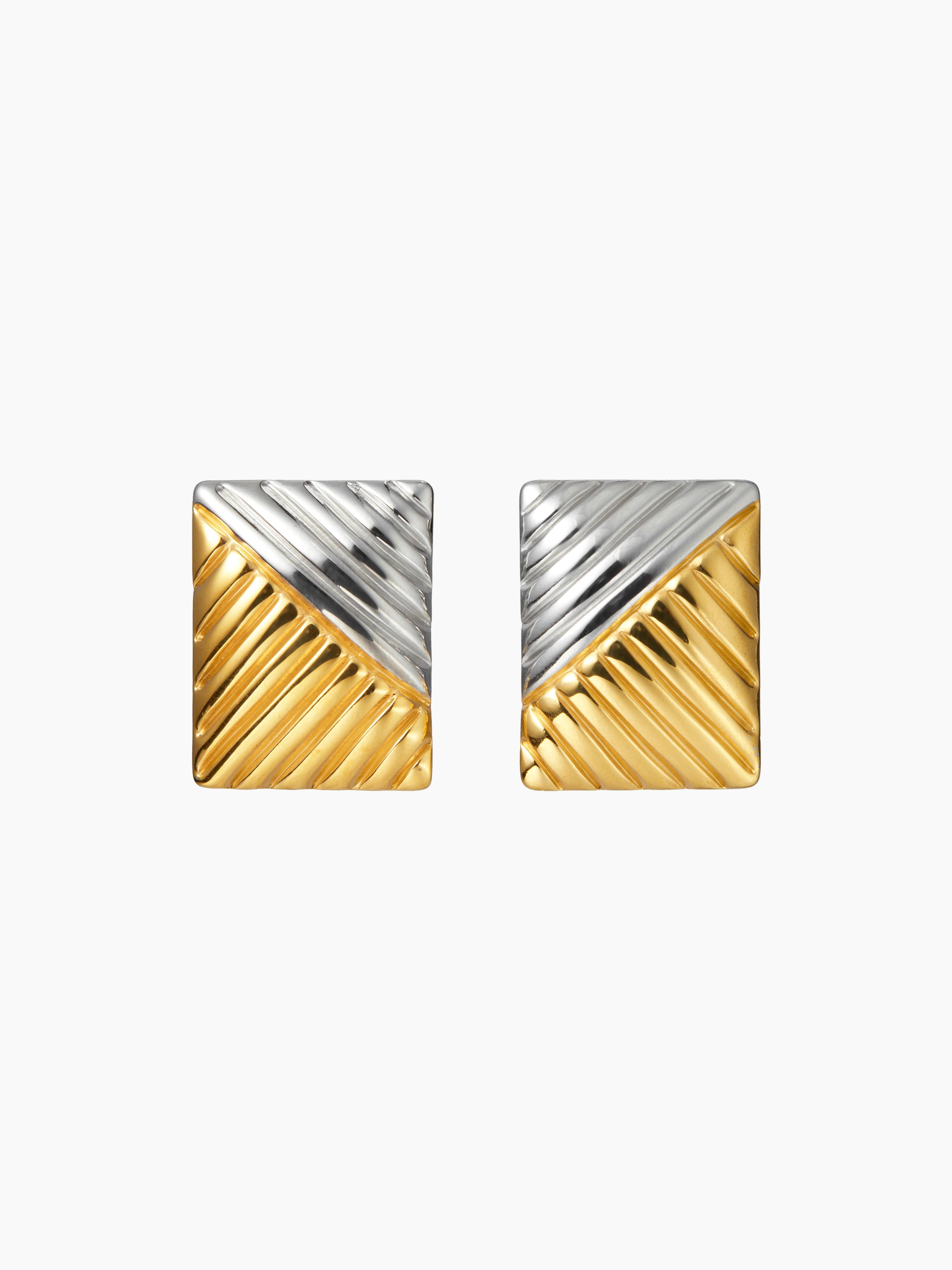 SQUARE 18K GOLD PLATED STAINLESS STEEL TEXTURED STUD EARRINGS by CIDER