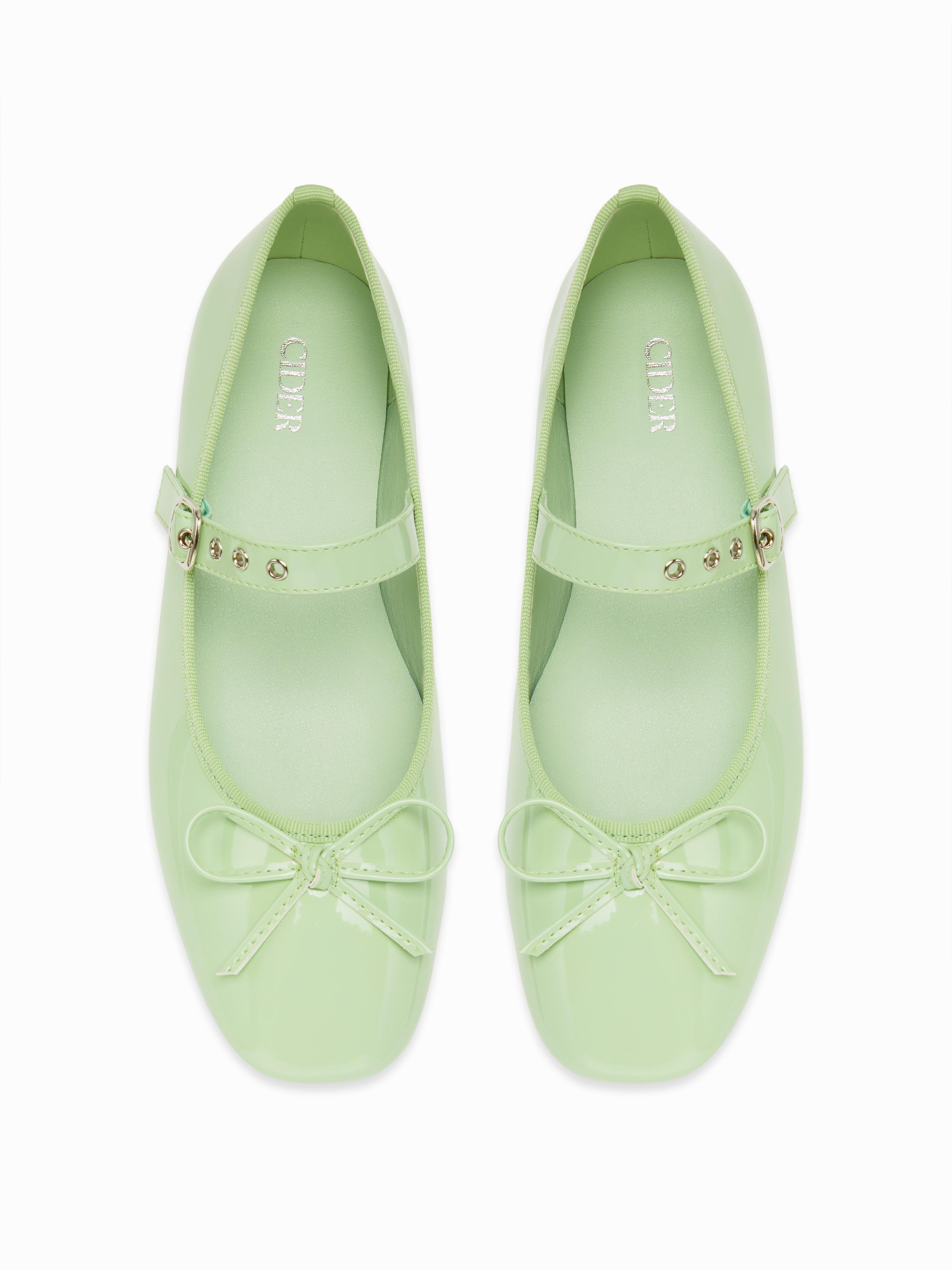 SQUARE TOE BOWKNOT DECOR BUCKLE MARY JANE FLATS by CIDER