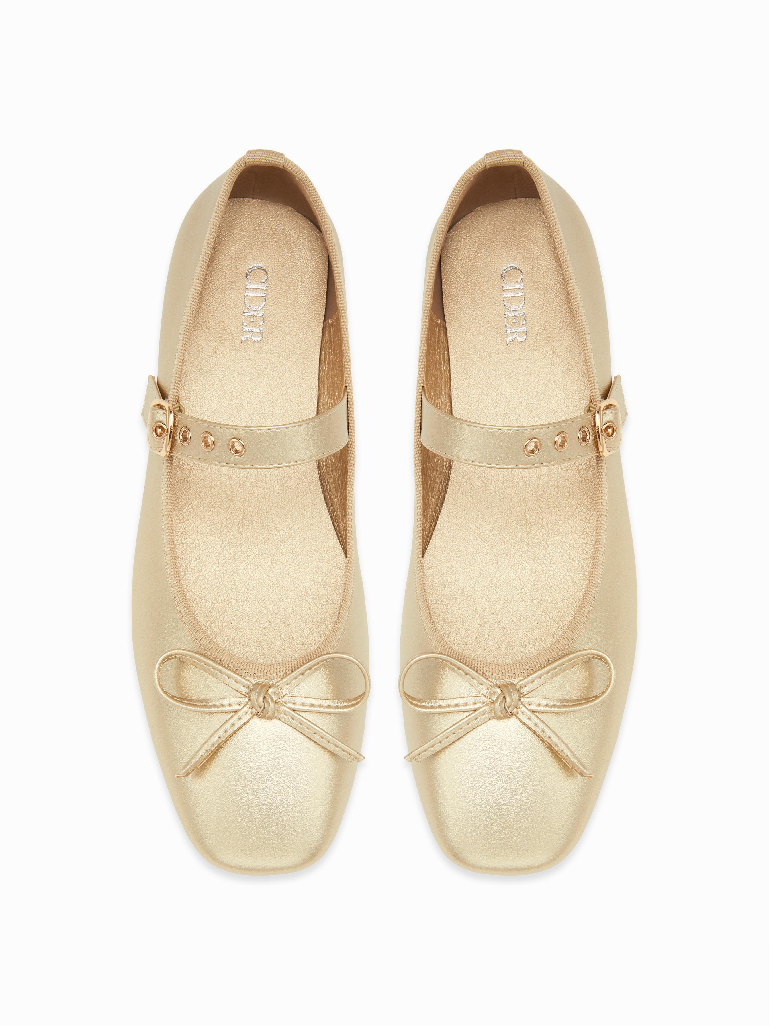 SQUARE TOE BOWKNOT DECOR BUCKLE MARY JANE FLATS by CIDER