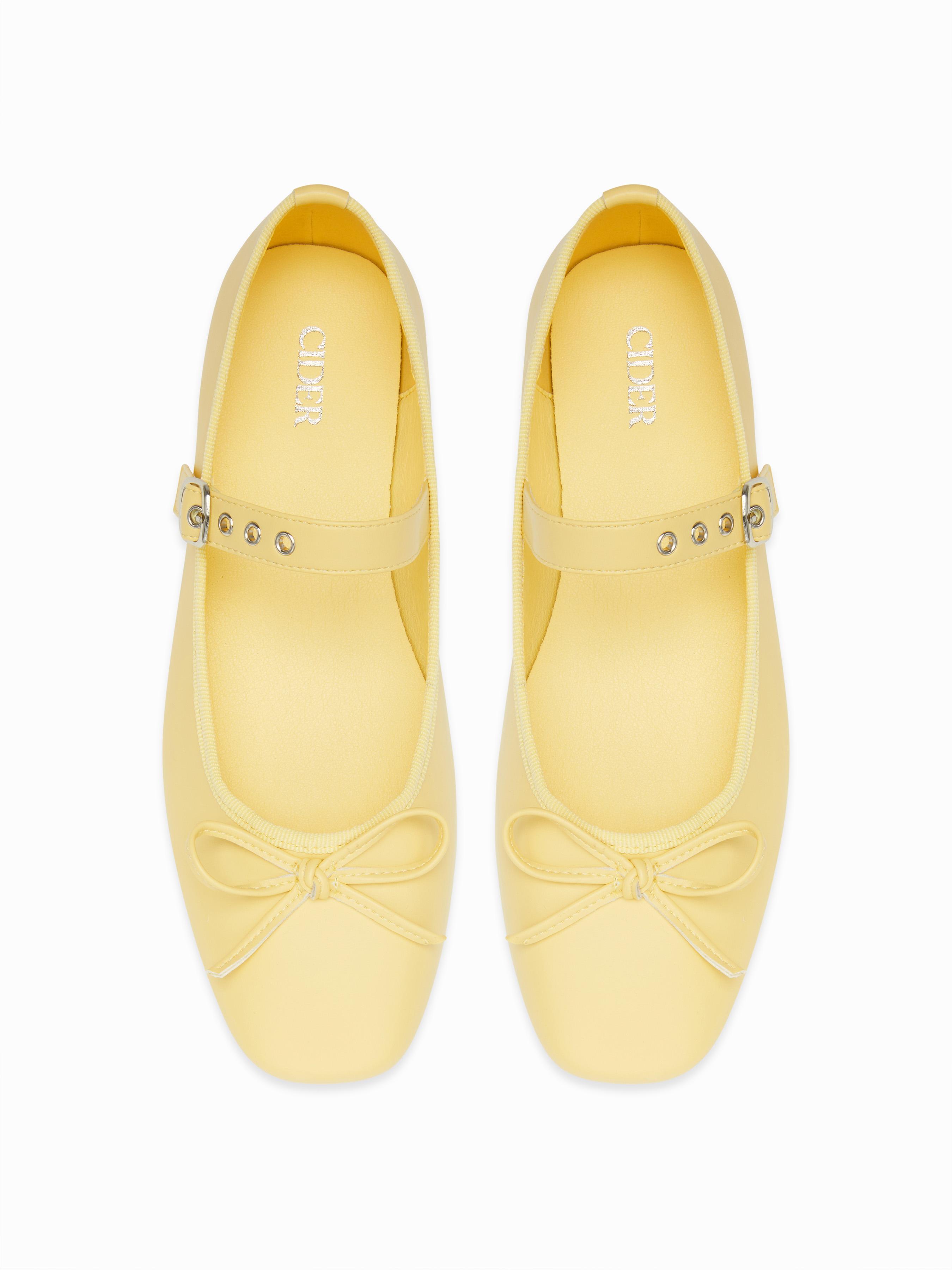 SQUARE TOE BOWKNOT DECOR BUCKLE MARY JANE FLATS by CIDER