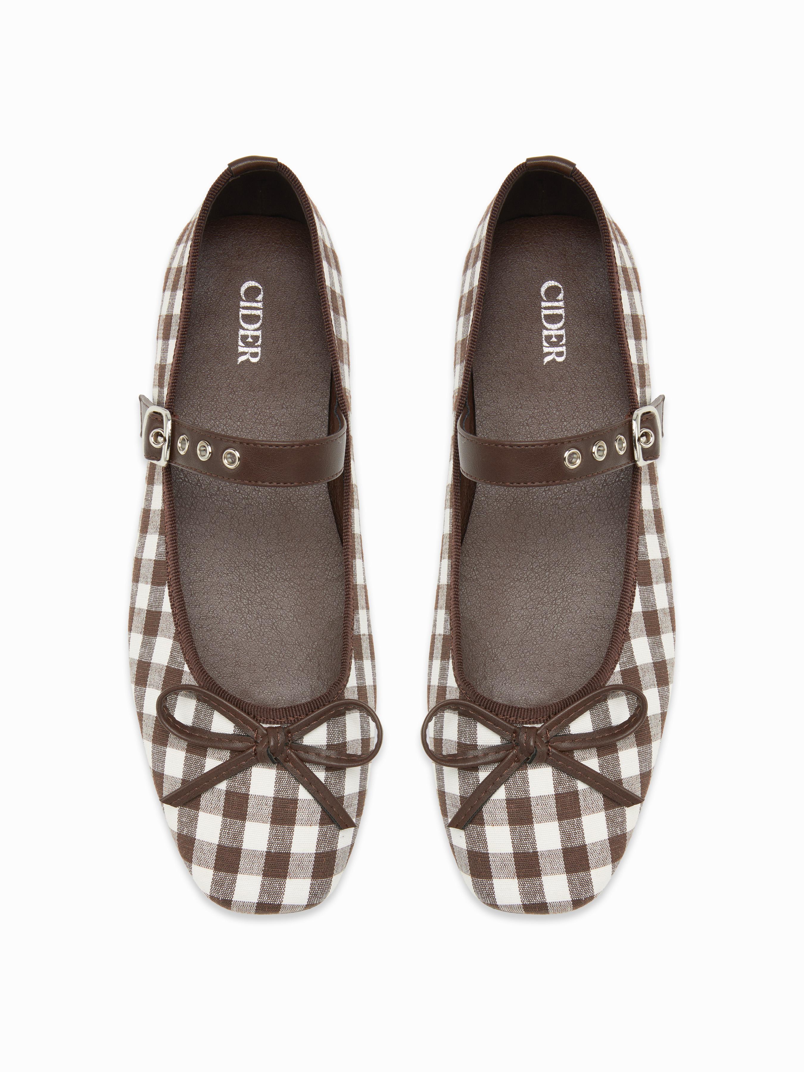SQUARE TOE BOWKNOT DECOR BUCKLE MARY JANE FLATS by CIDER