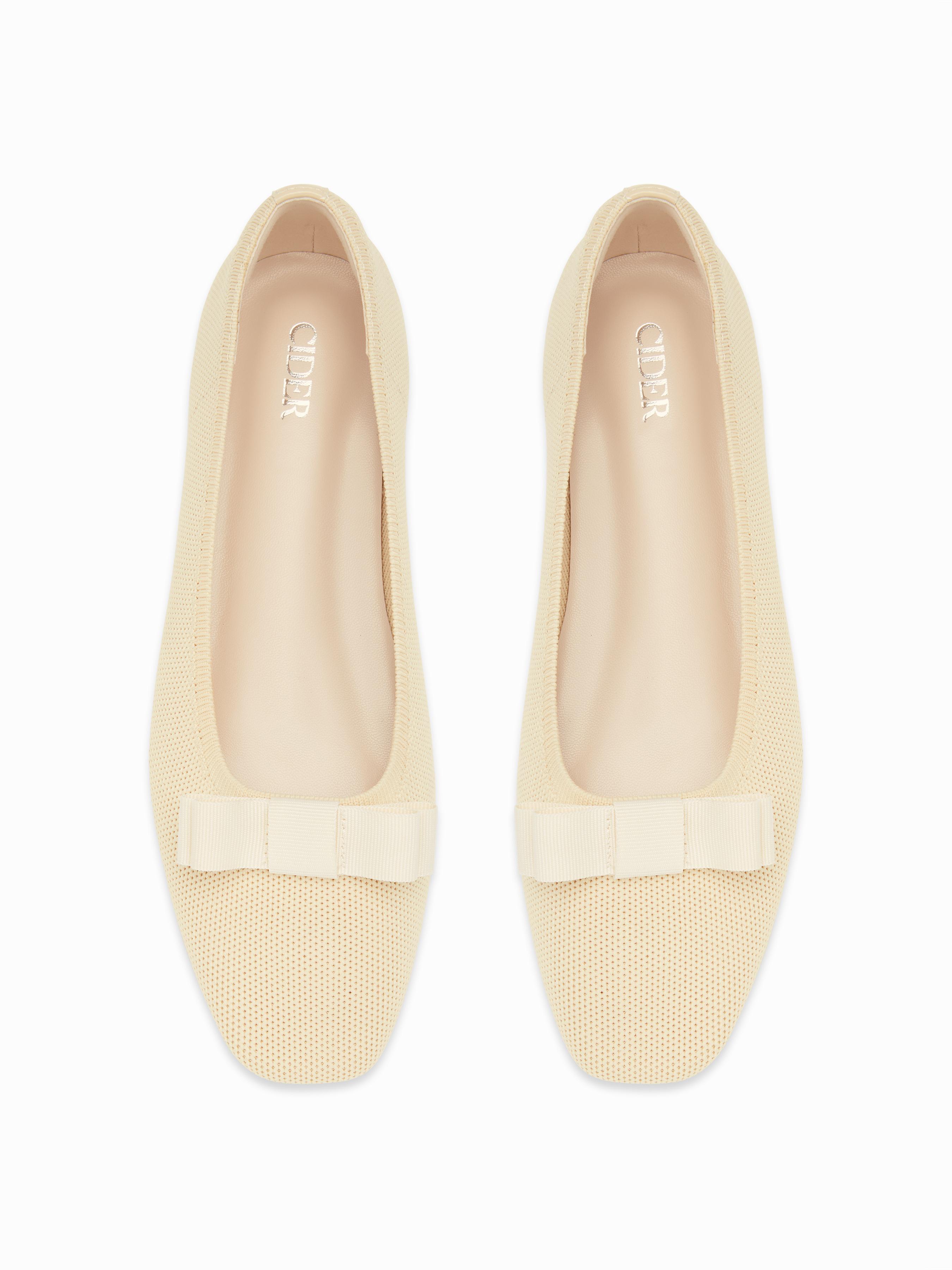 SQUARE TOE BOWKNOT DECOR FLATS by CIDER