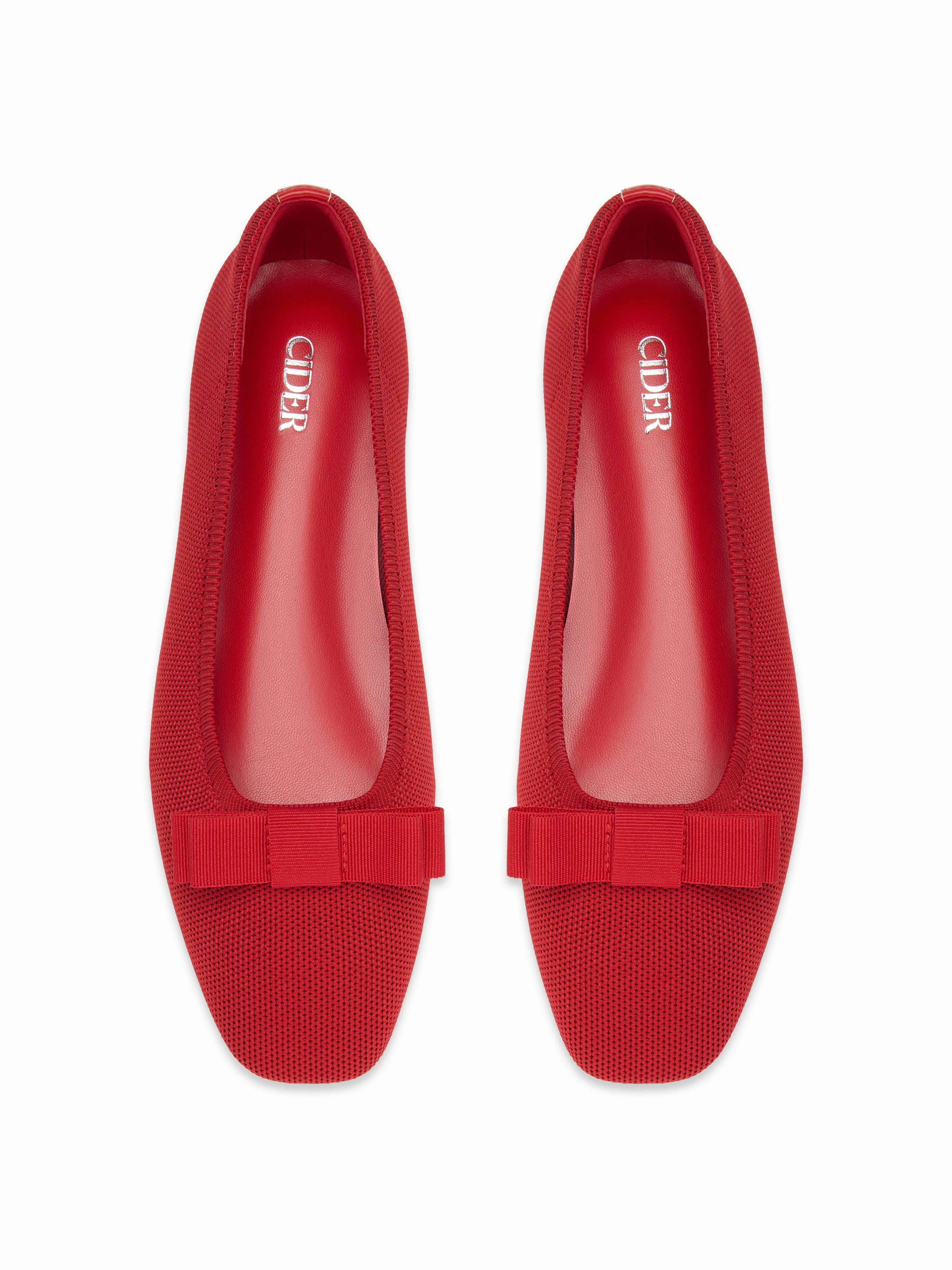 SQUARE TOE BOWKNOT DECOR FLATS by CIDER
