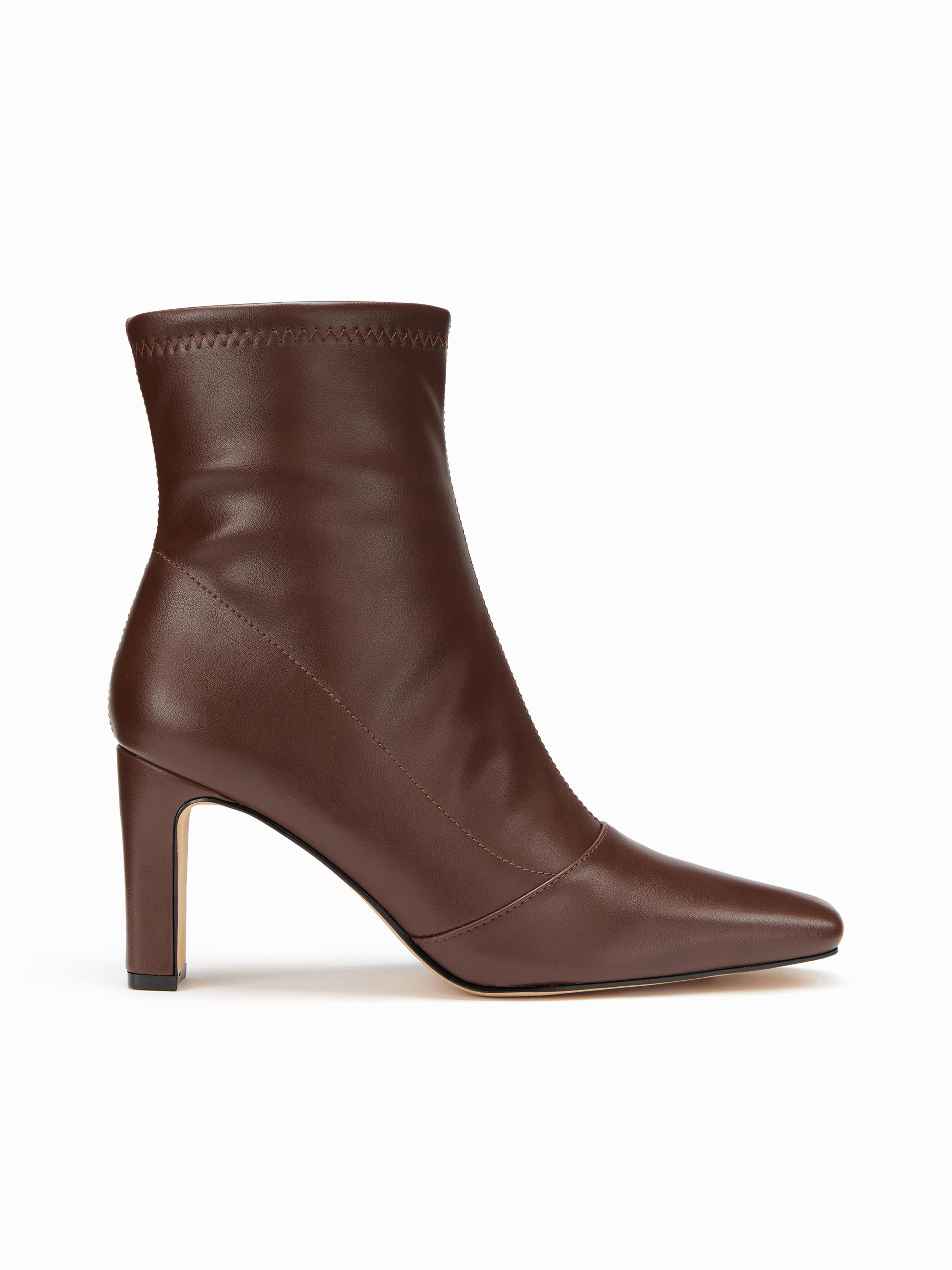 SQUARE TOE CHUNKY HEELED ANKLE BOOTS by CIDER