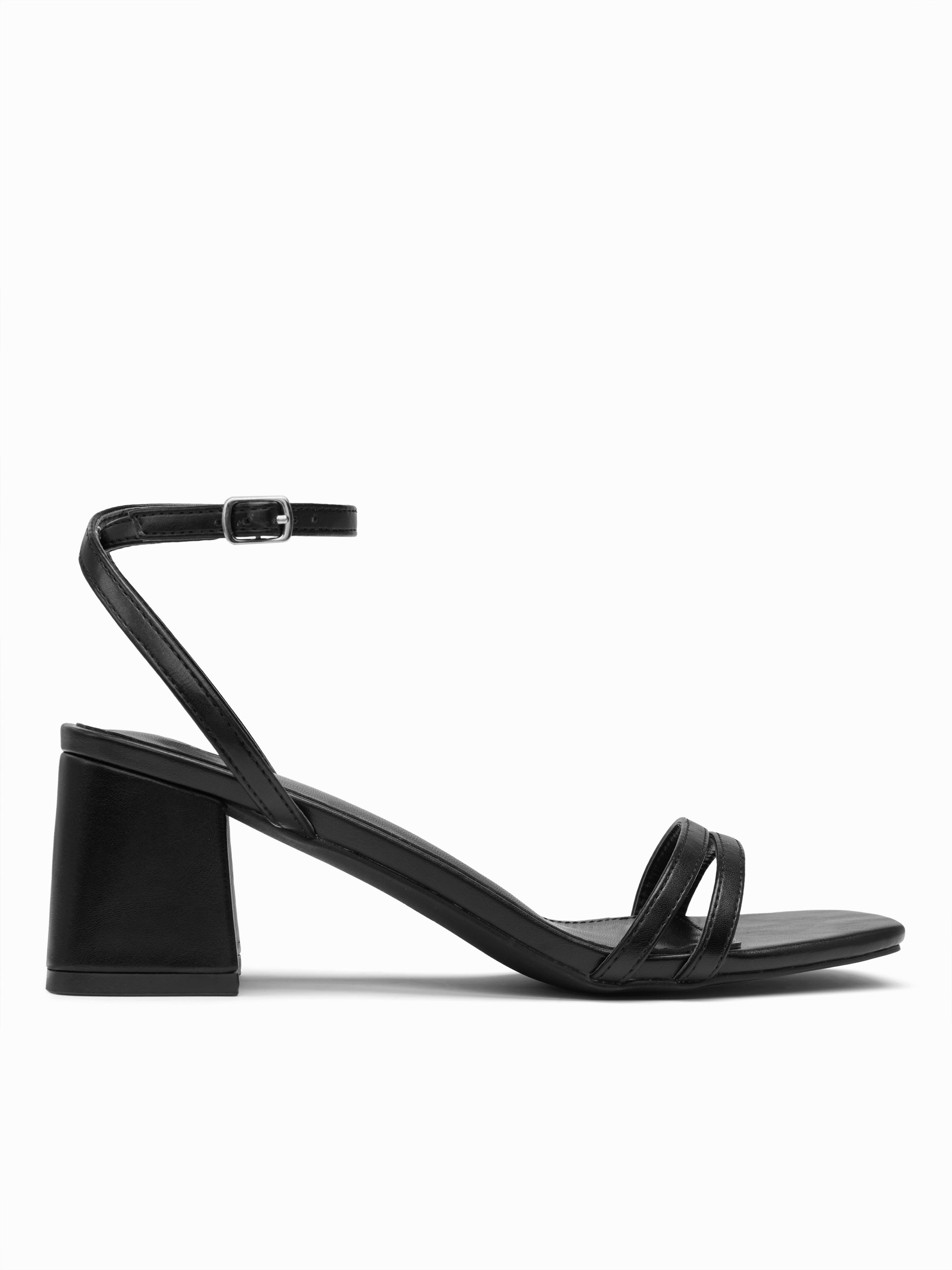 SQUARE TOE CHUNKY HEELED SANDALS by CIDER