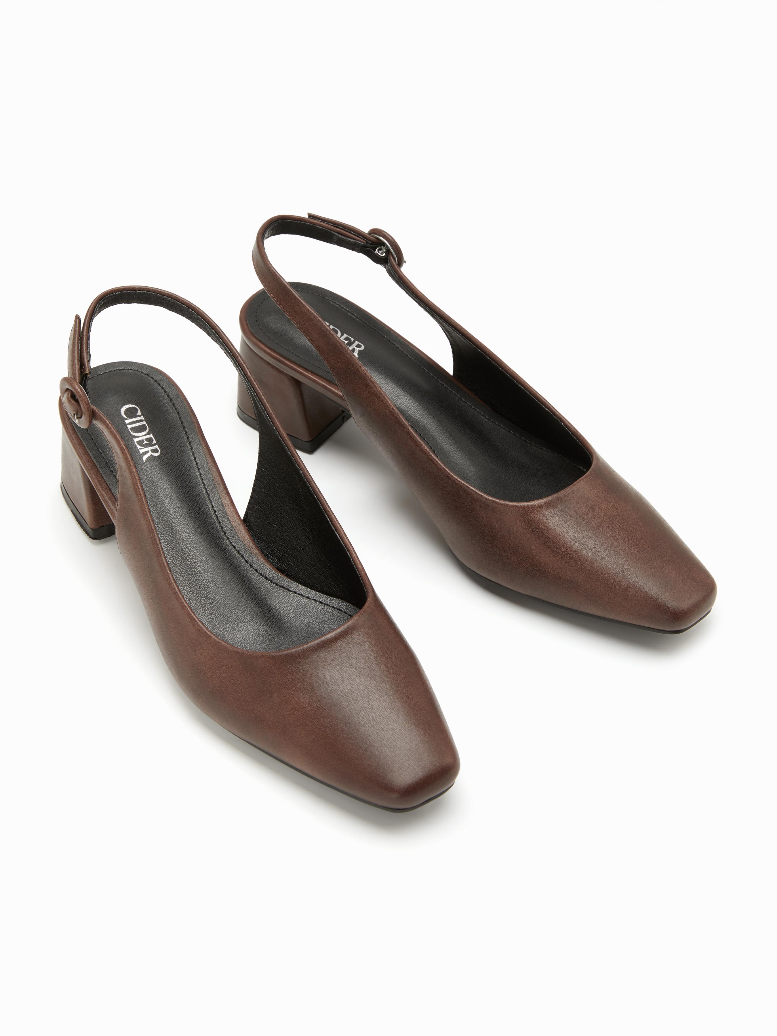 SQUARE TOE DISTRESSED CHUNKY HEELS by CIDER
