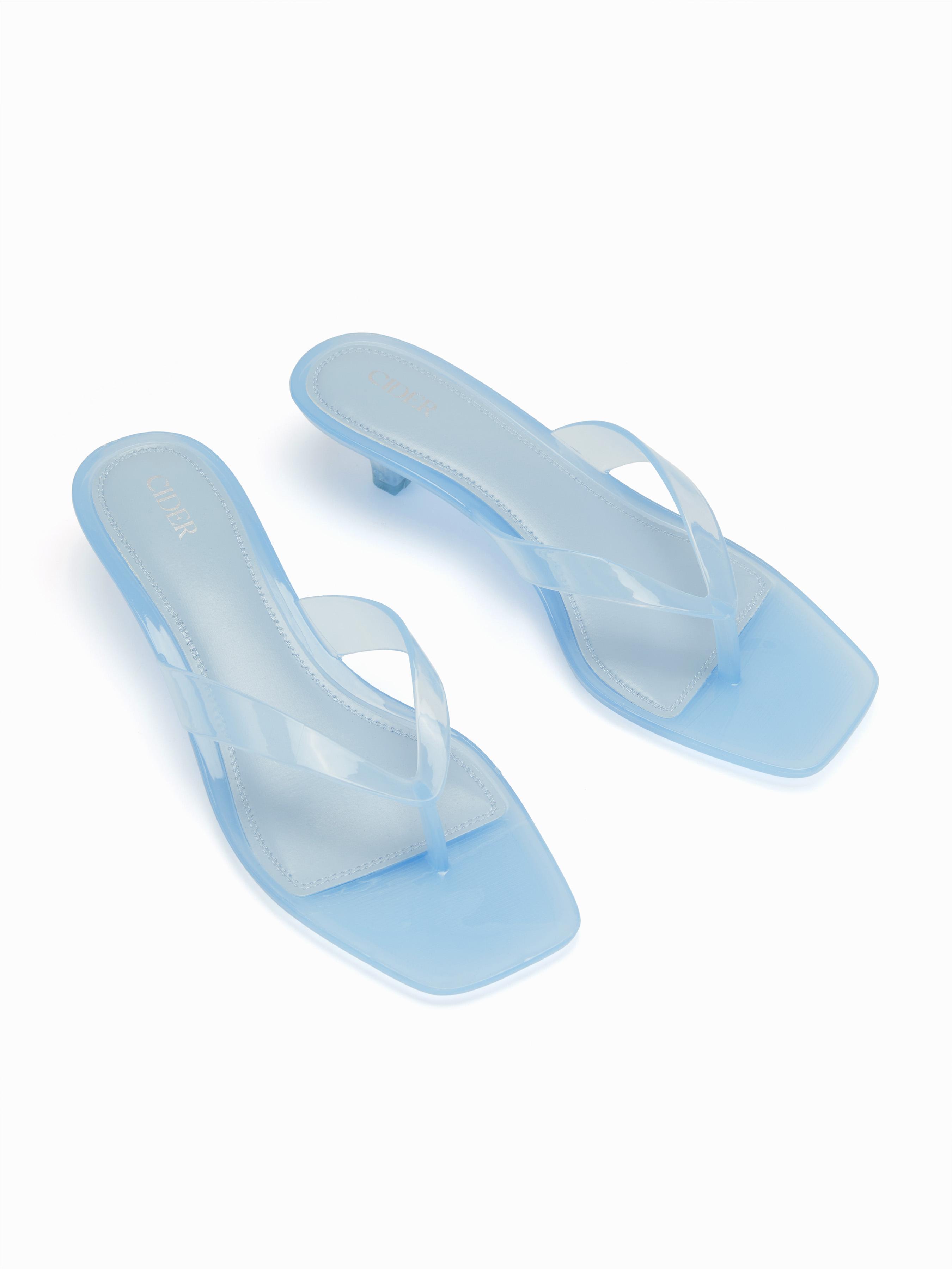 SQUARE TOE FLIP-FLOP  KITTEN HEELED SANDALS by CIDER
