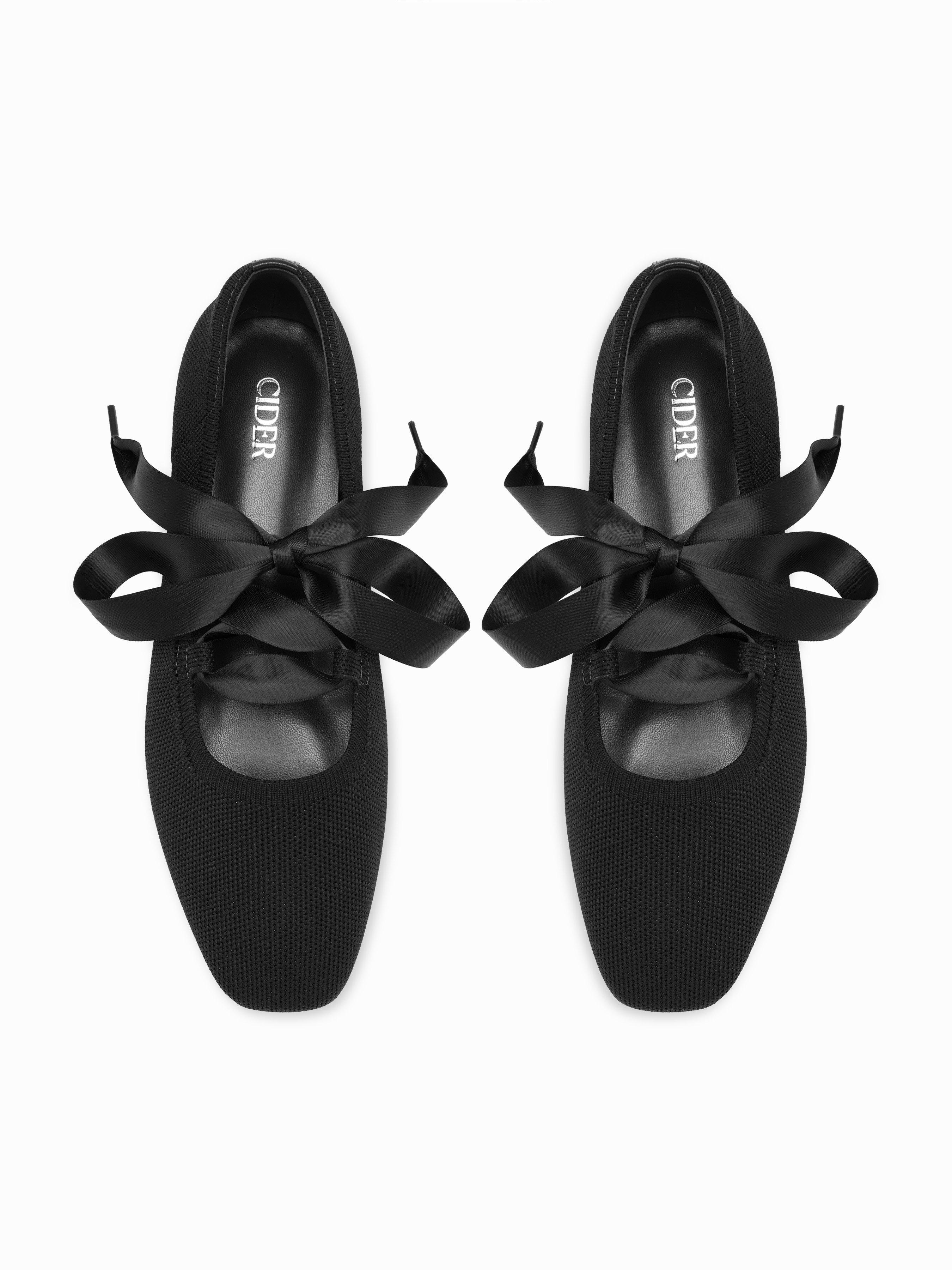 SQUARE TOE LACE-UP FLATS by CIDER