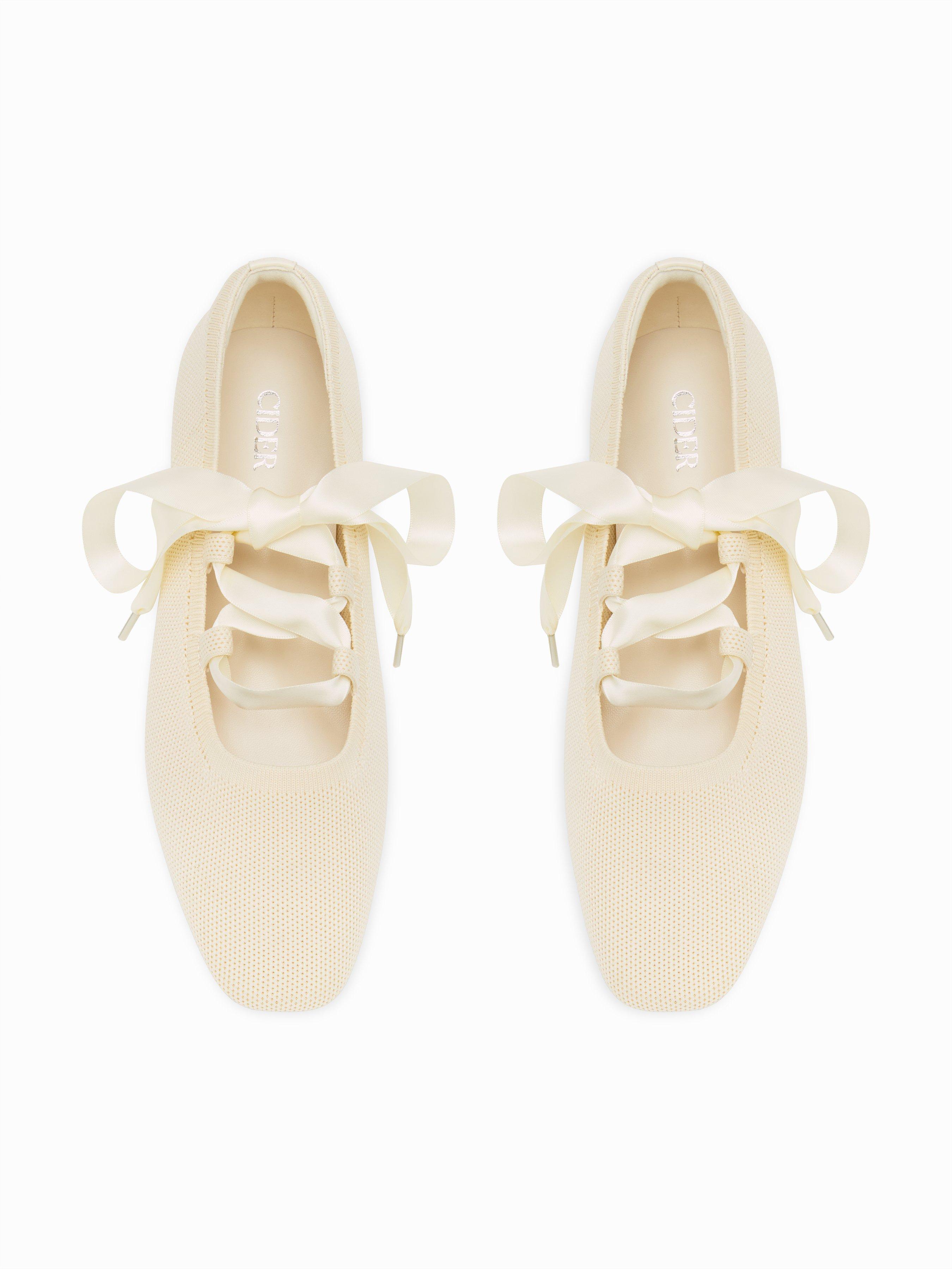 SQUARE TOE LACE-UP FLATS by CIDER