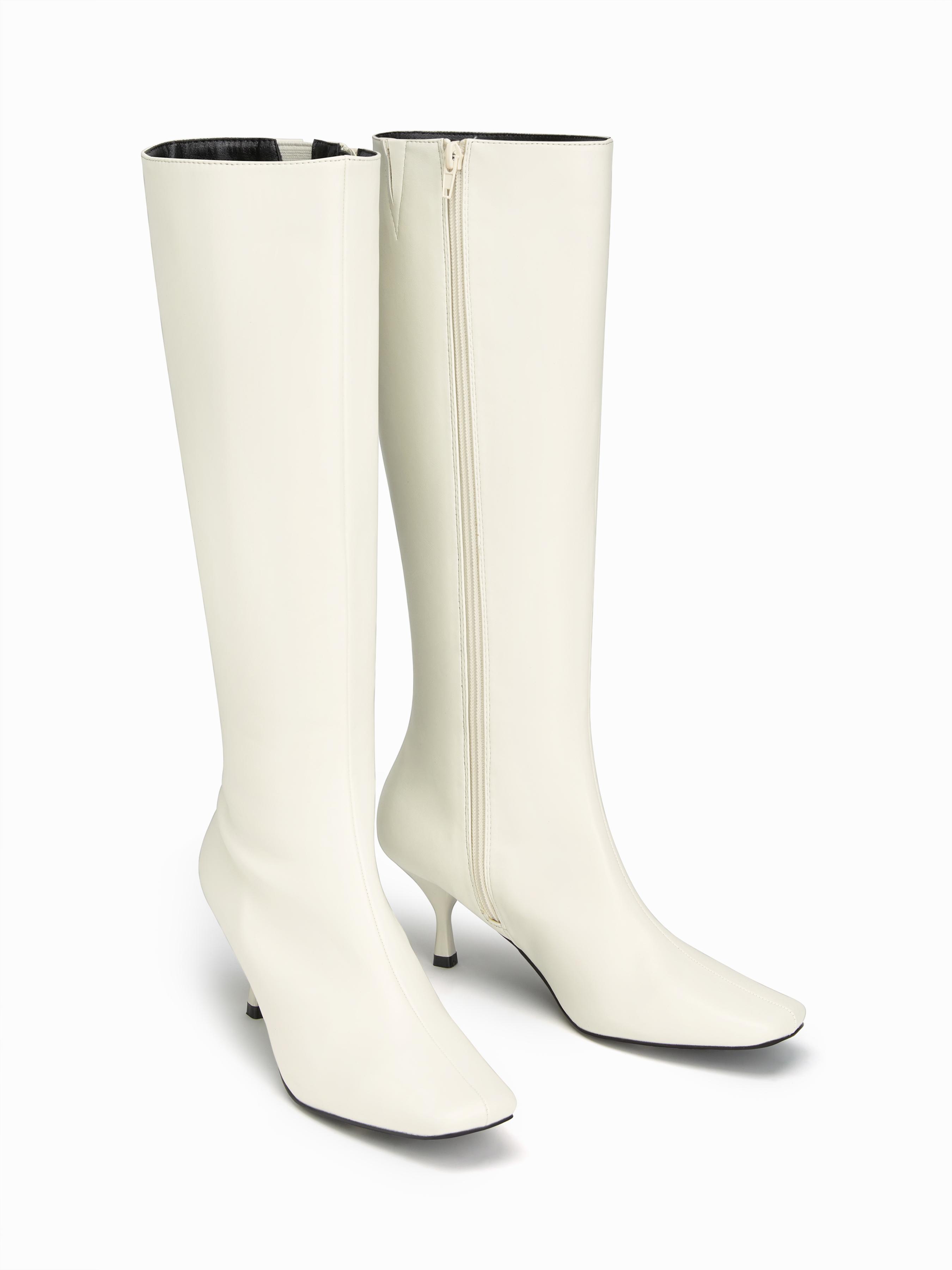 SQUARE TOE STILETTO KNEE HIGH BOOTS by CIDER