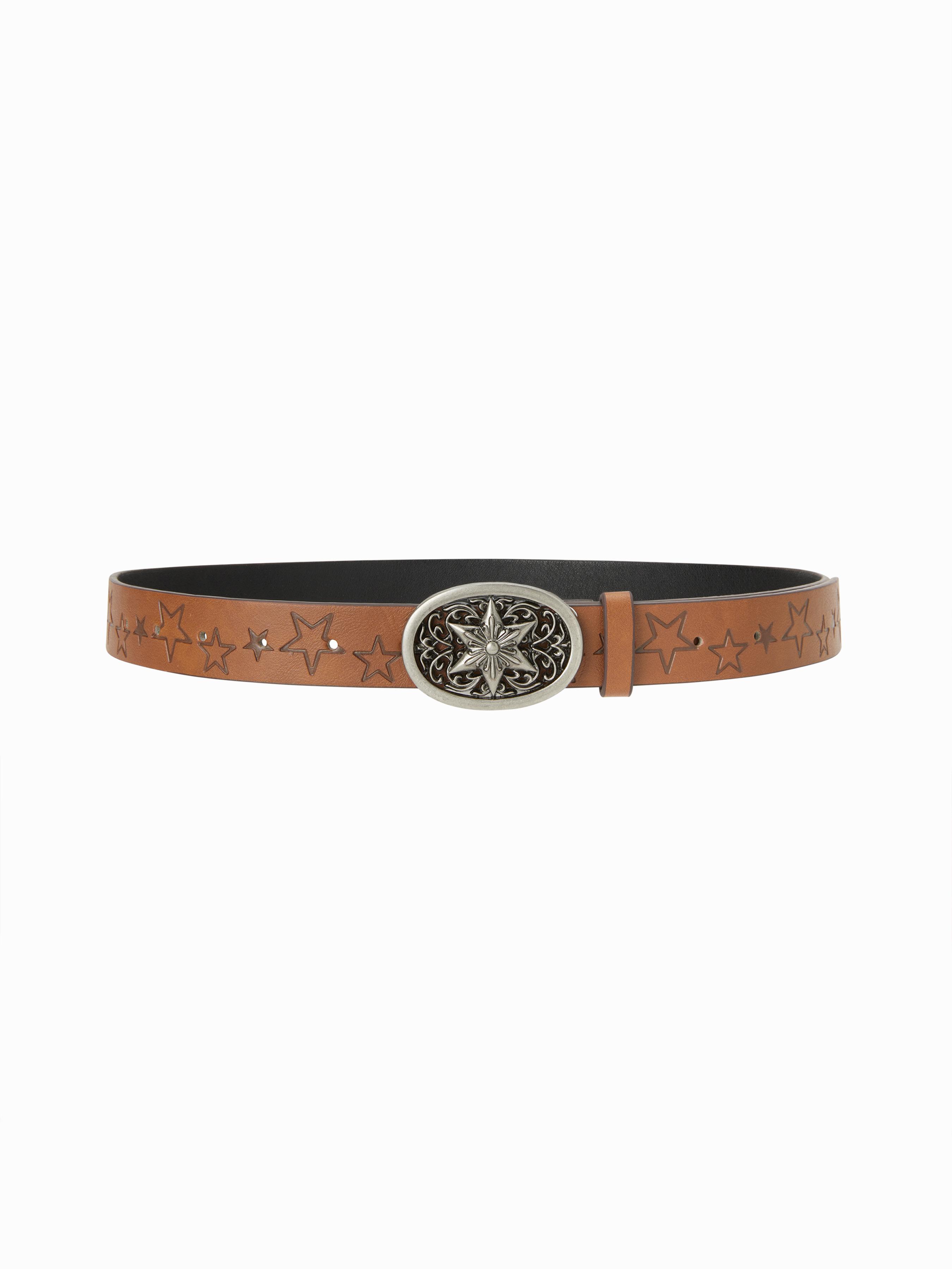 STAR PATTERN ENGRAVED BUCKLE BELT by CIDER