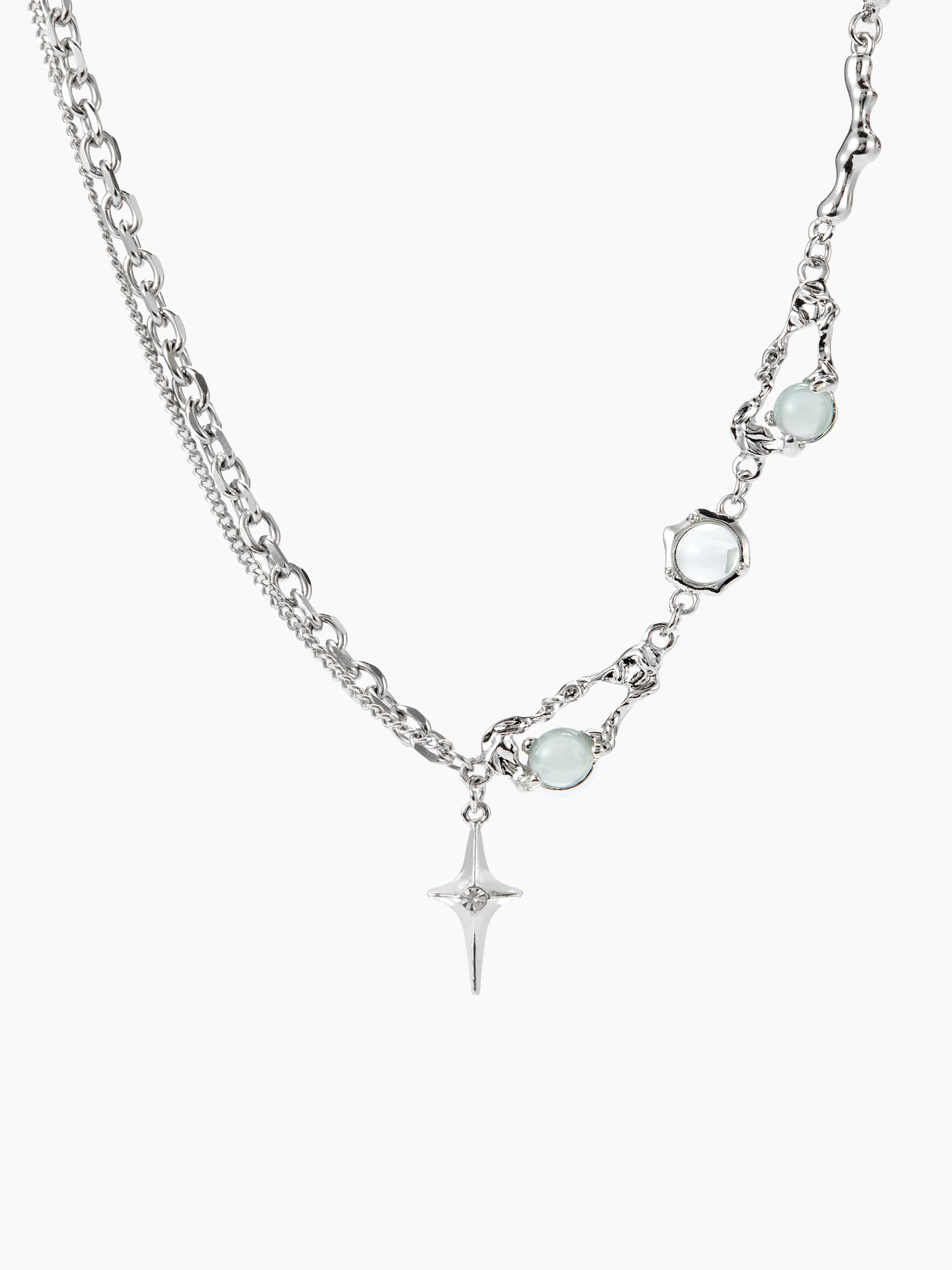 STAR & MOONSTONE CHAIN NECKLACE by CIDER