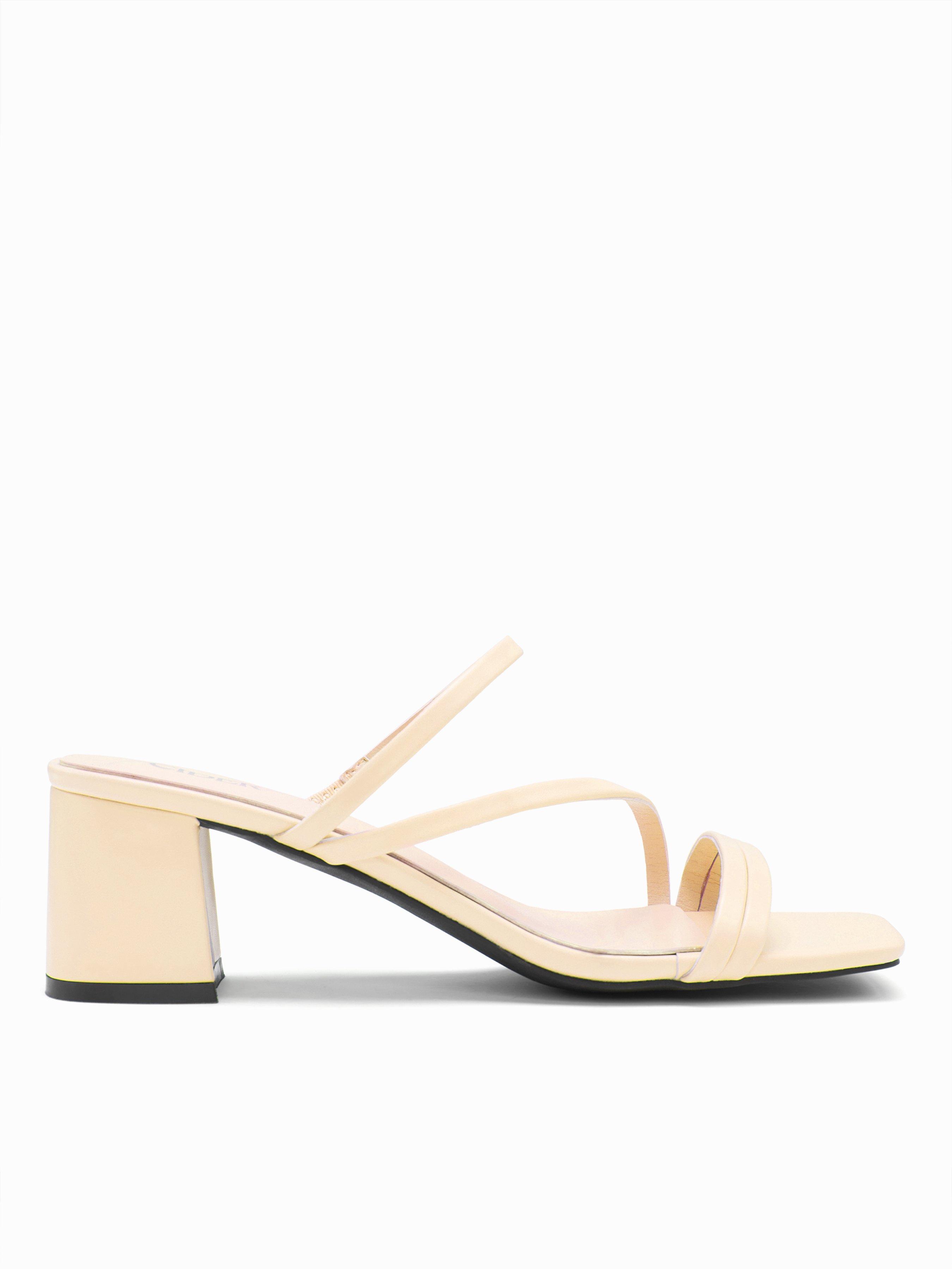 STRAP SQUARE TOE  CHUNKY HEEL SANDALS by CIDER