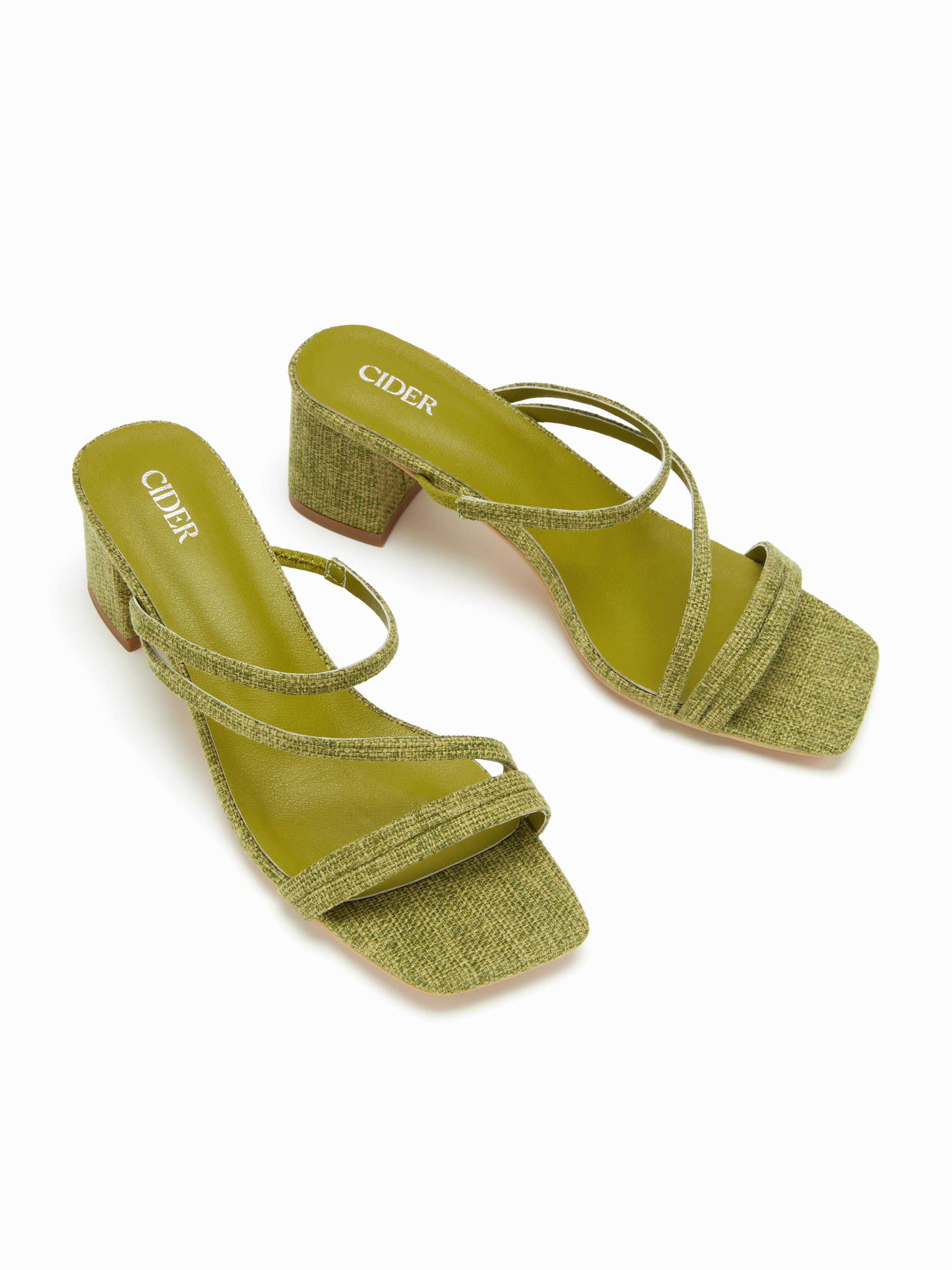 STRAP SQUARE TOE  CHUNKY HEEL SANDALS by CIDER
