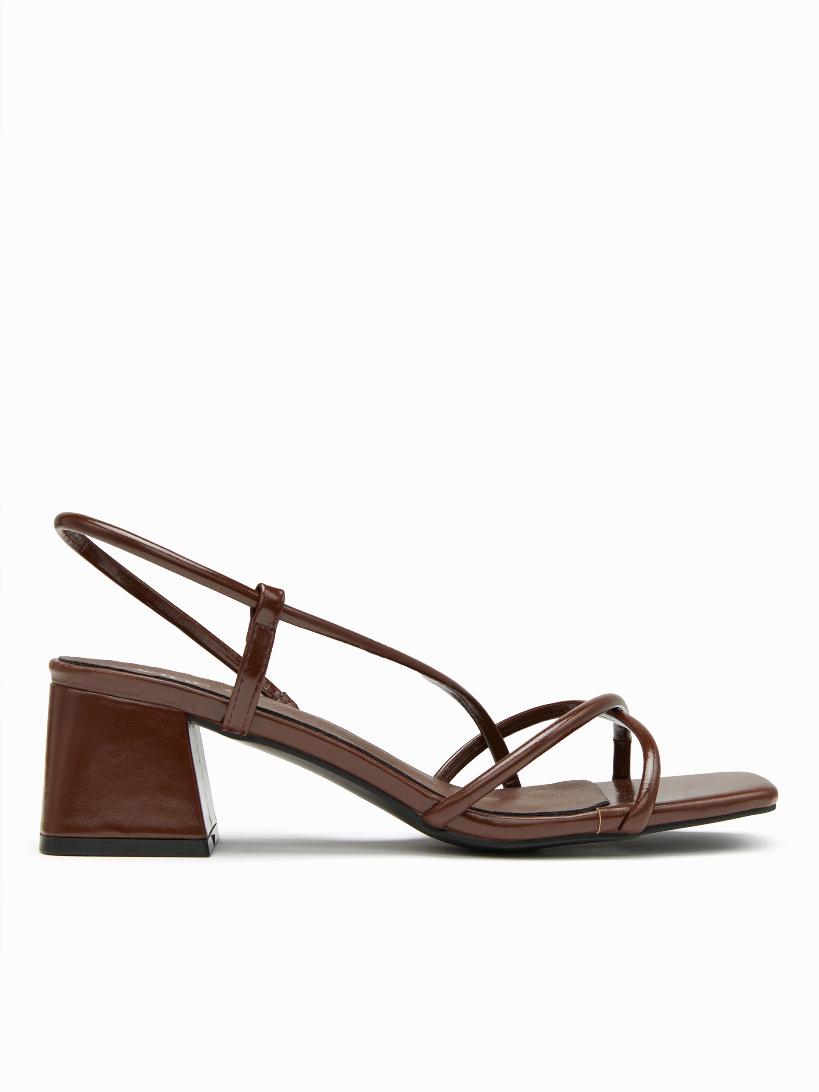 STRAP SQUARE TOE CHUNKY HEEL SANDALS by CIDER
