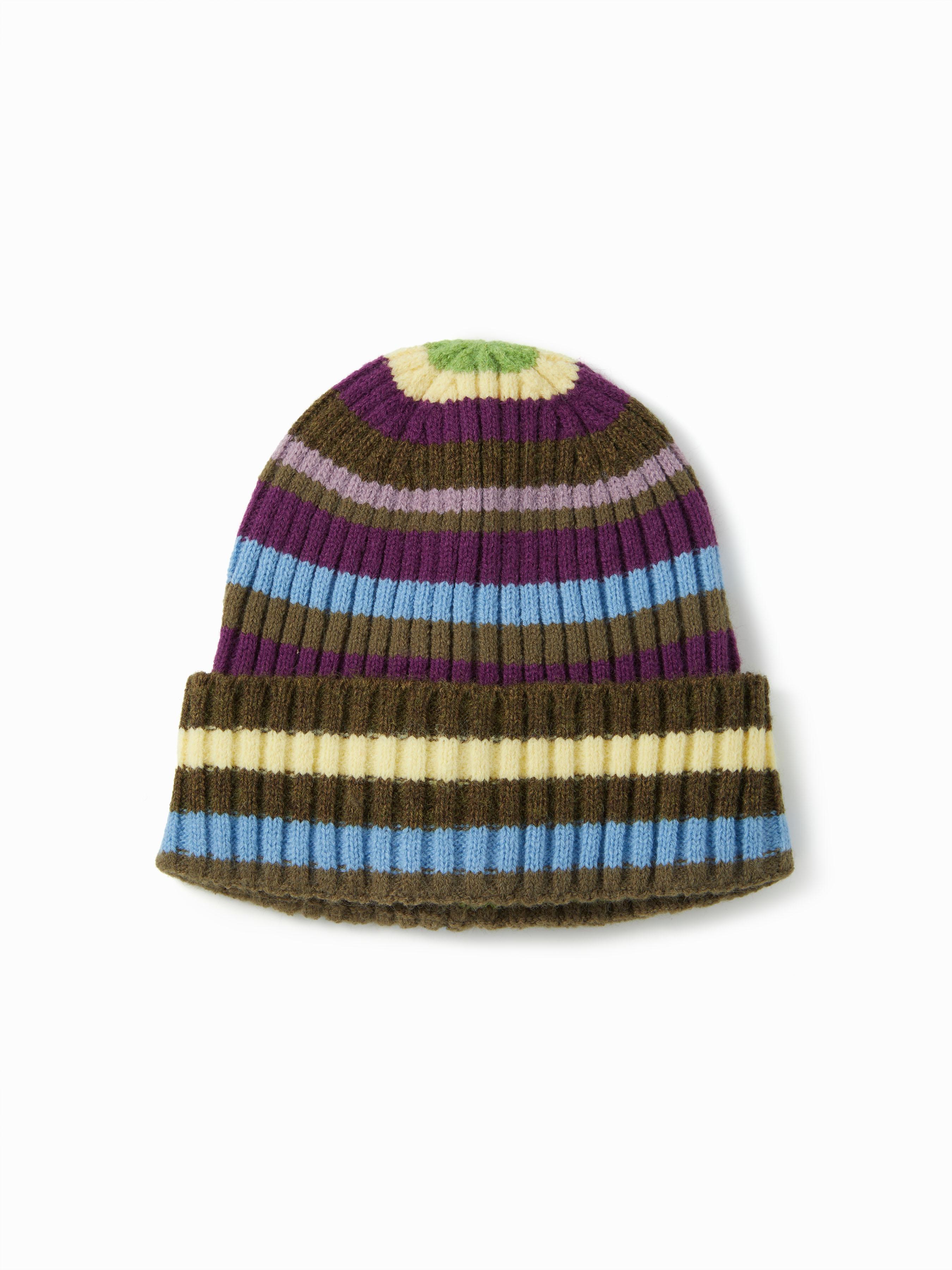 STRIPED KNITTED BEANIE HAT by CIDER