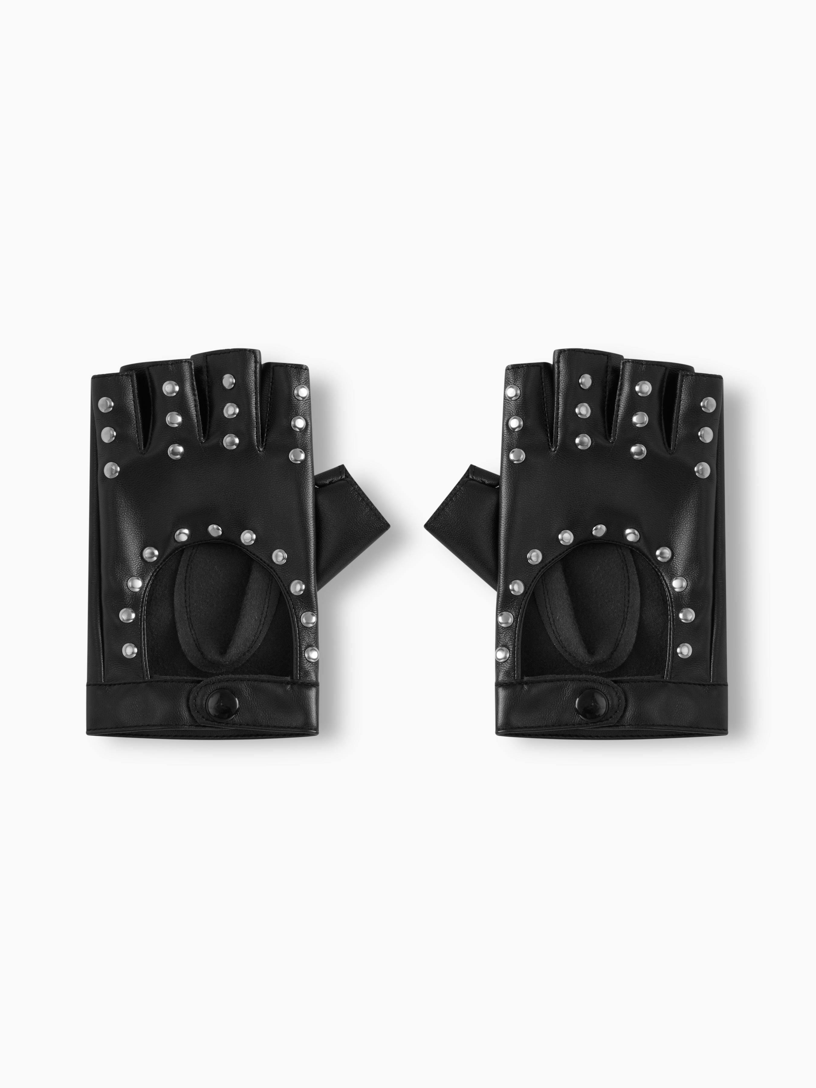 STUD FAUX LEATHER FINGERLESS GLOVES by CIDER