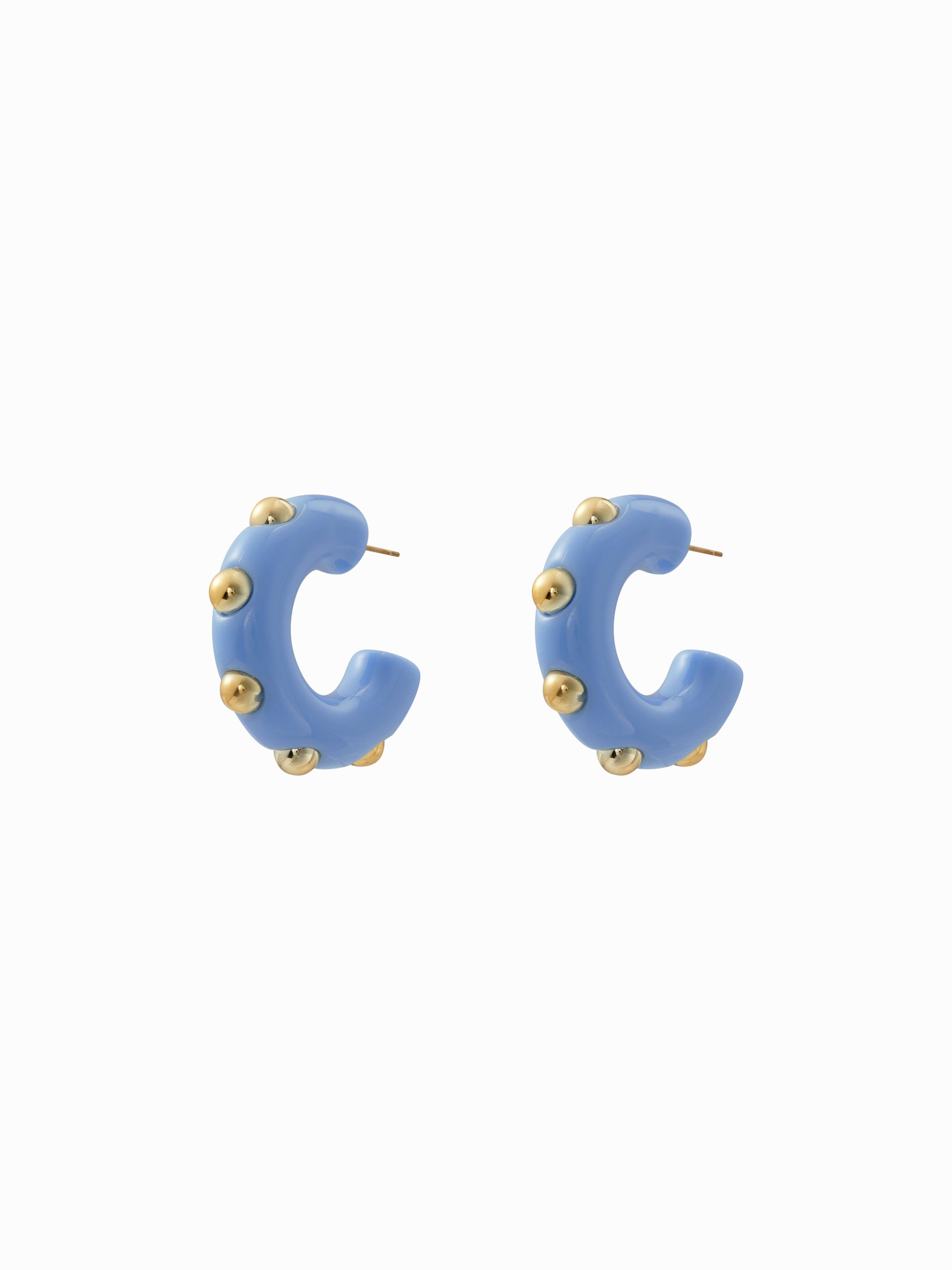 STUDDED C-SHAPED HOOP EARRINGS by CIDER
