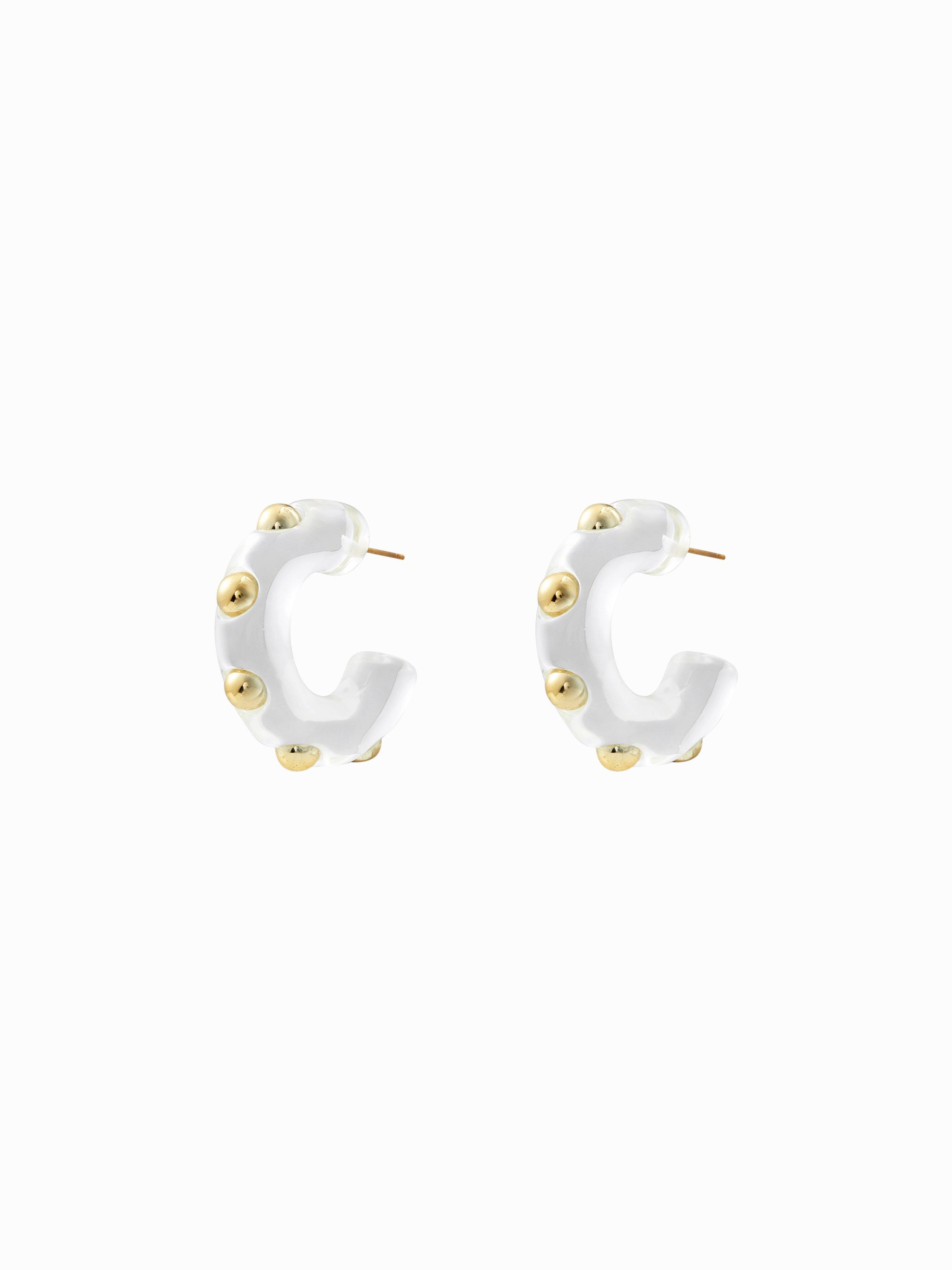 STUDDED C-SHAPED HOOP EARRINGS by CIDER