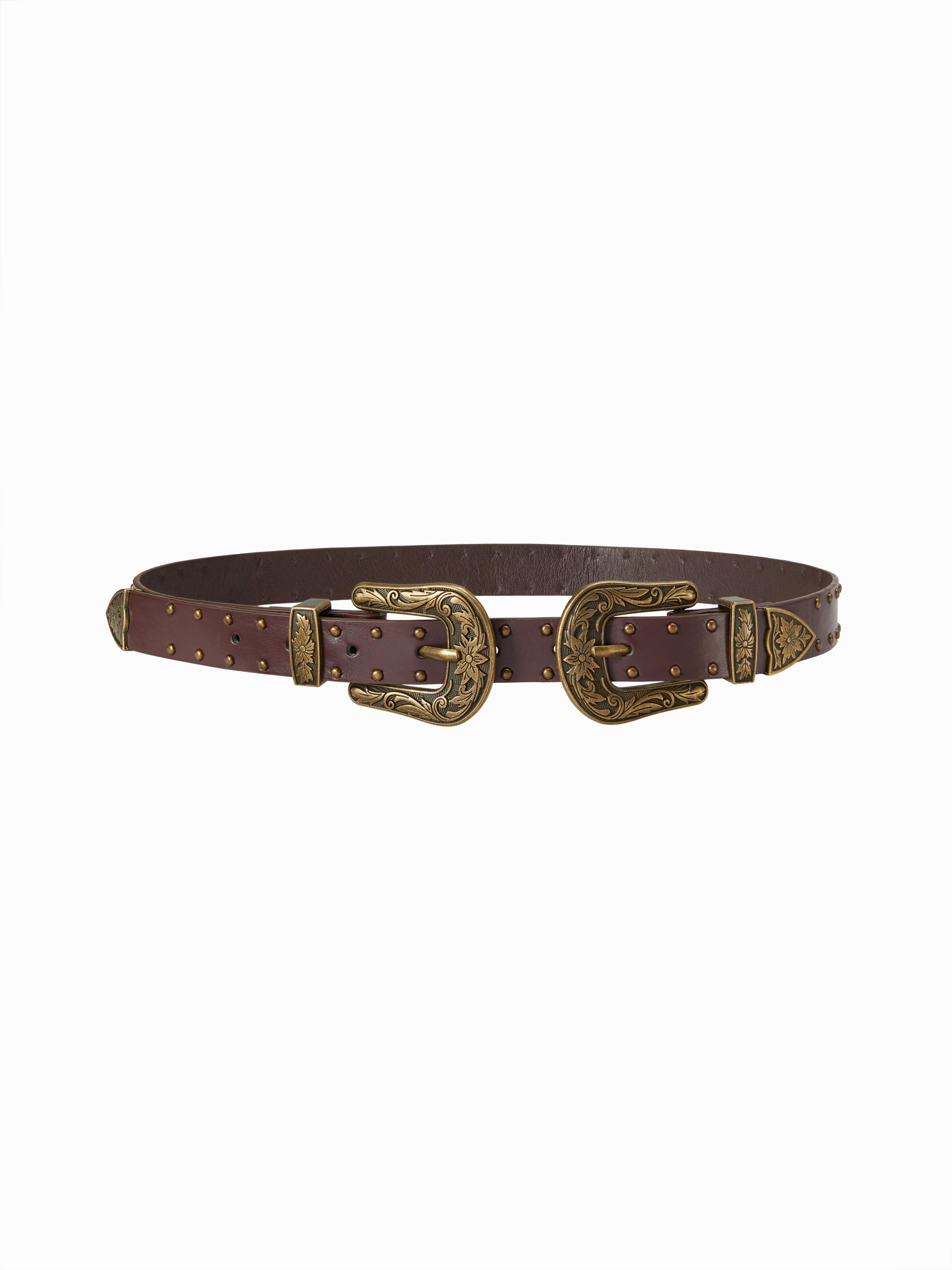 STUDDED DOUBLE BUCKLE BELT by CIDER