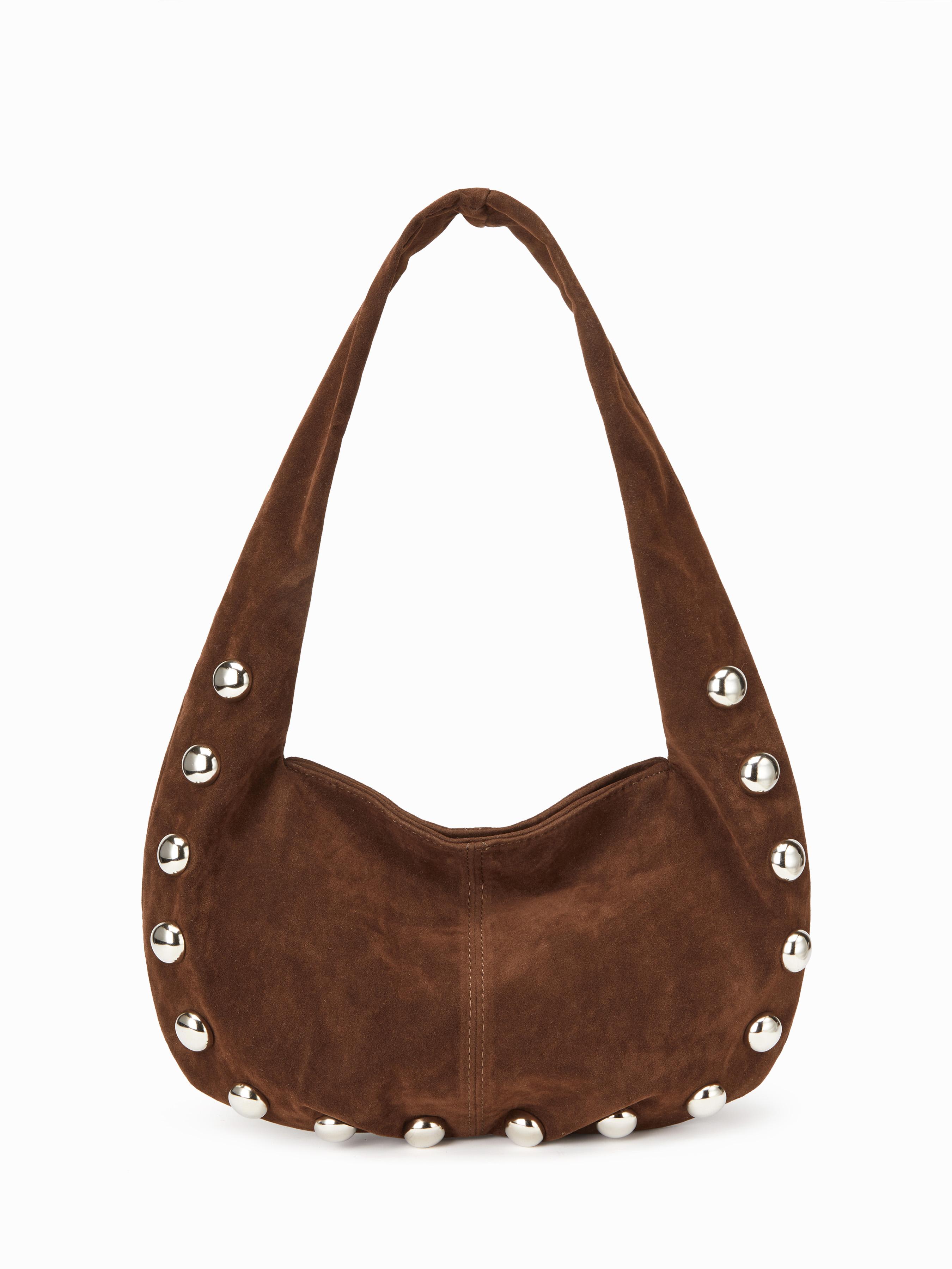 STUDDED FAUX SUEDE SHOULDER BAG by CIDER