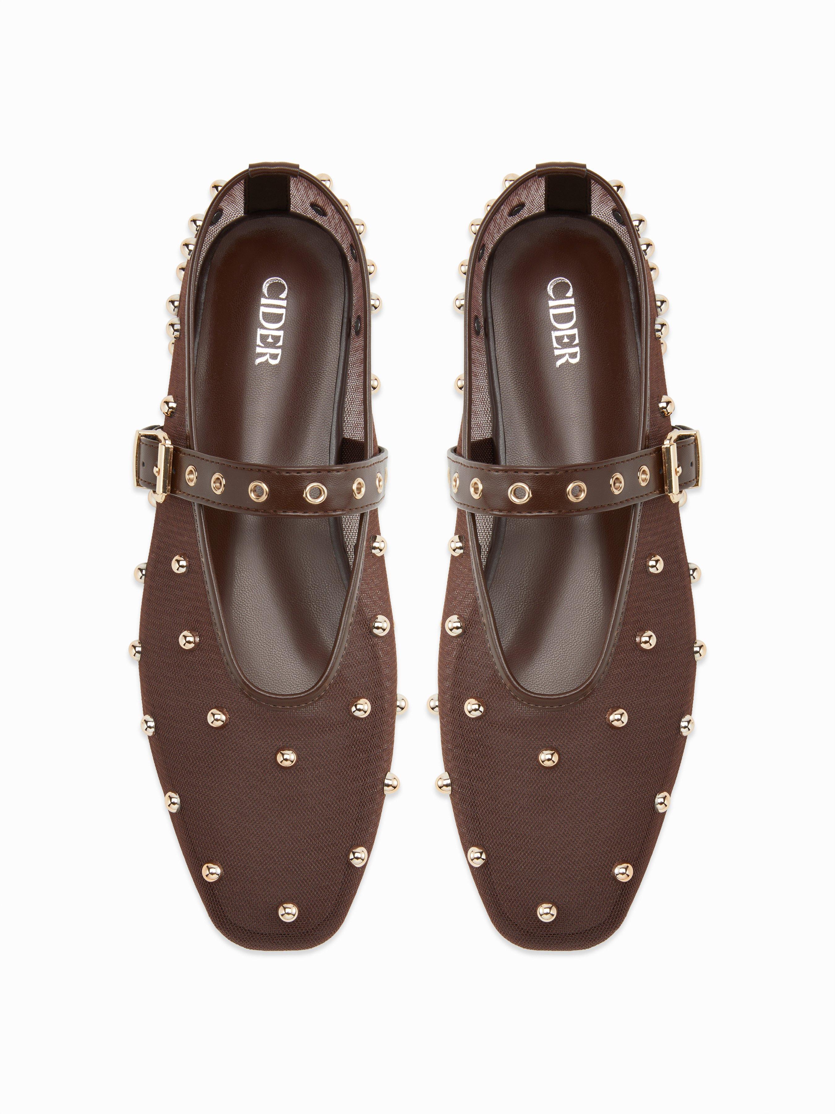 STUDDED MESH FLATS by CIDER