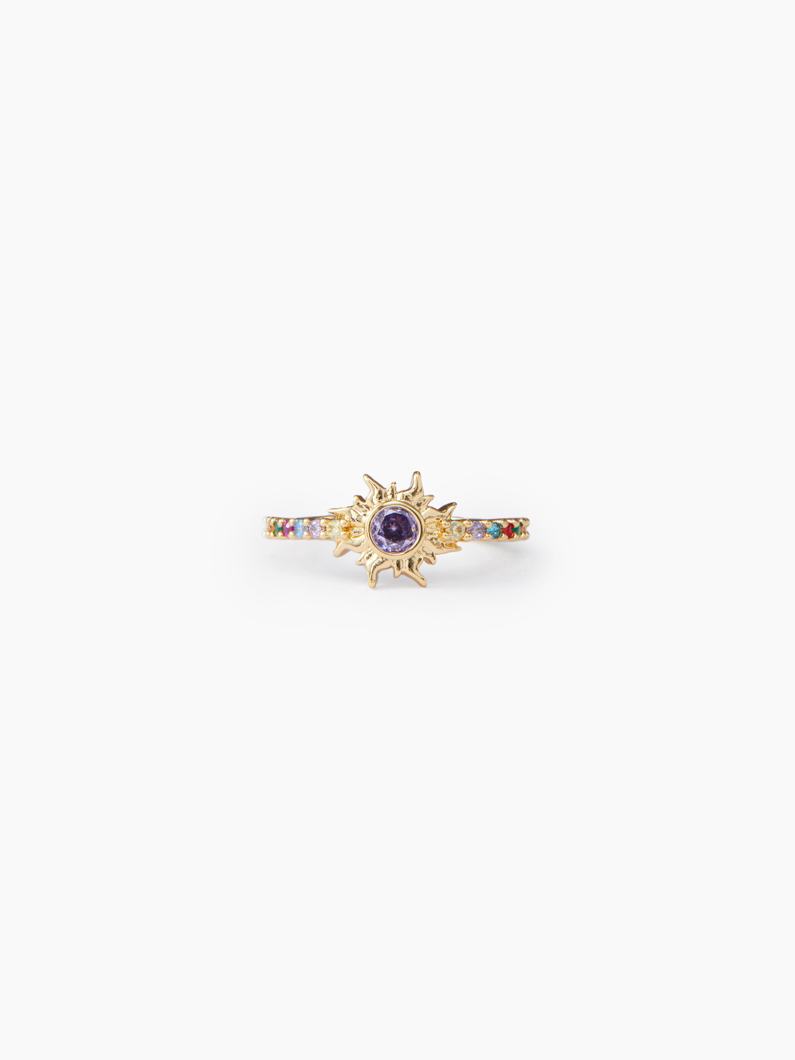 SUN 14K GOLD PLATED COPPER GEMSTONE RING by CIDER