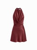 Sage Satin Halter Neck Ruched Mini Dress by CIDER Sage Satin Halter Neck Ruched Mini Dress by CIDER