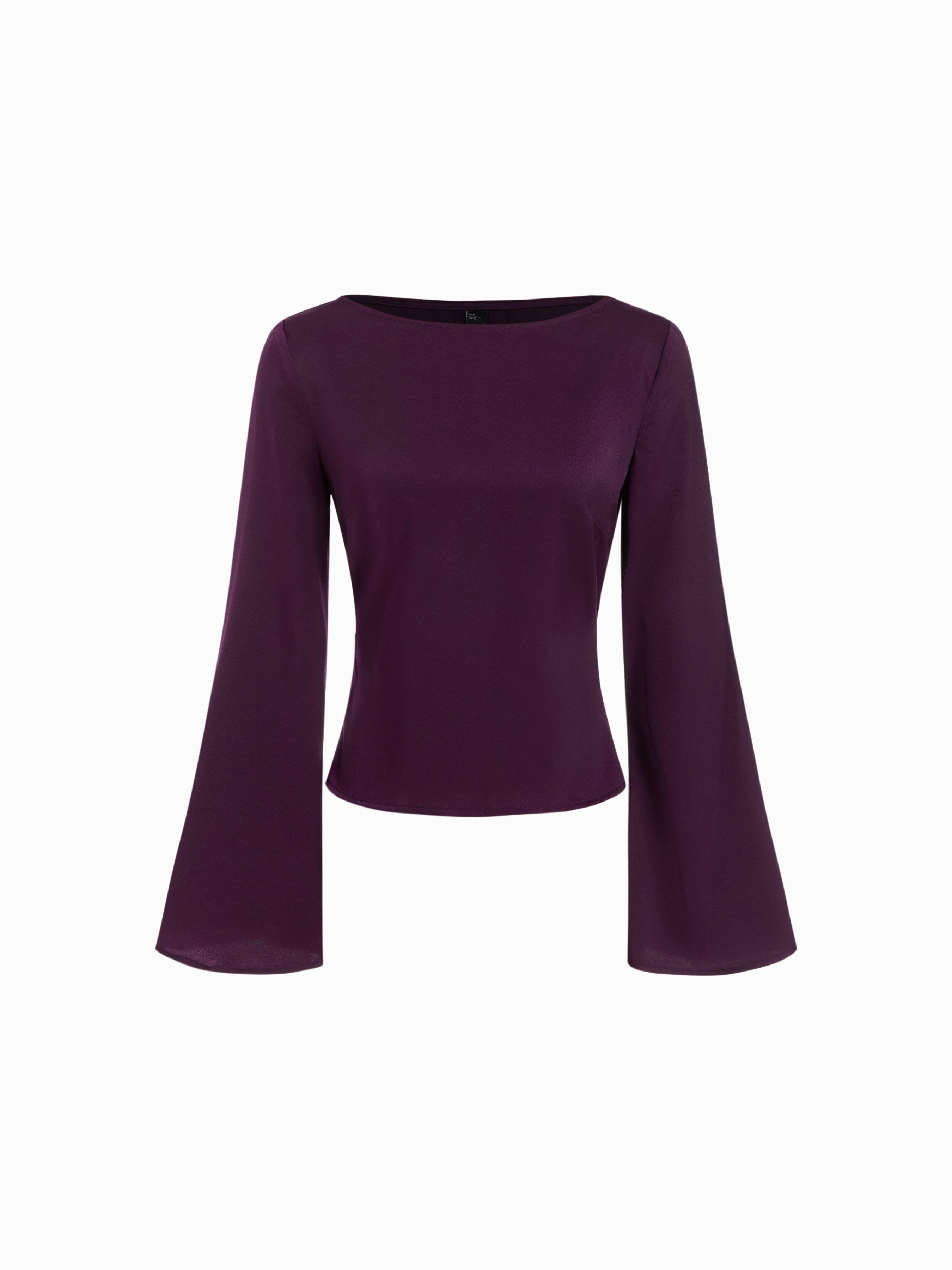 Satin Boat Neck Bell Sleeve Blouse by CIDER
