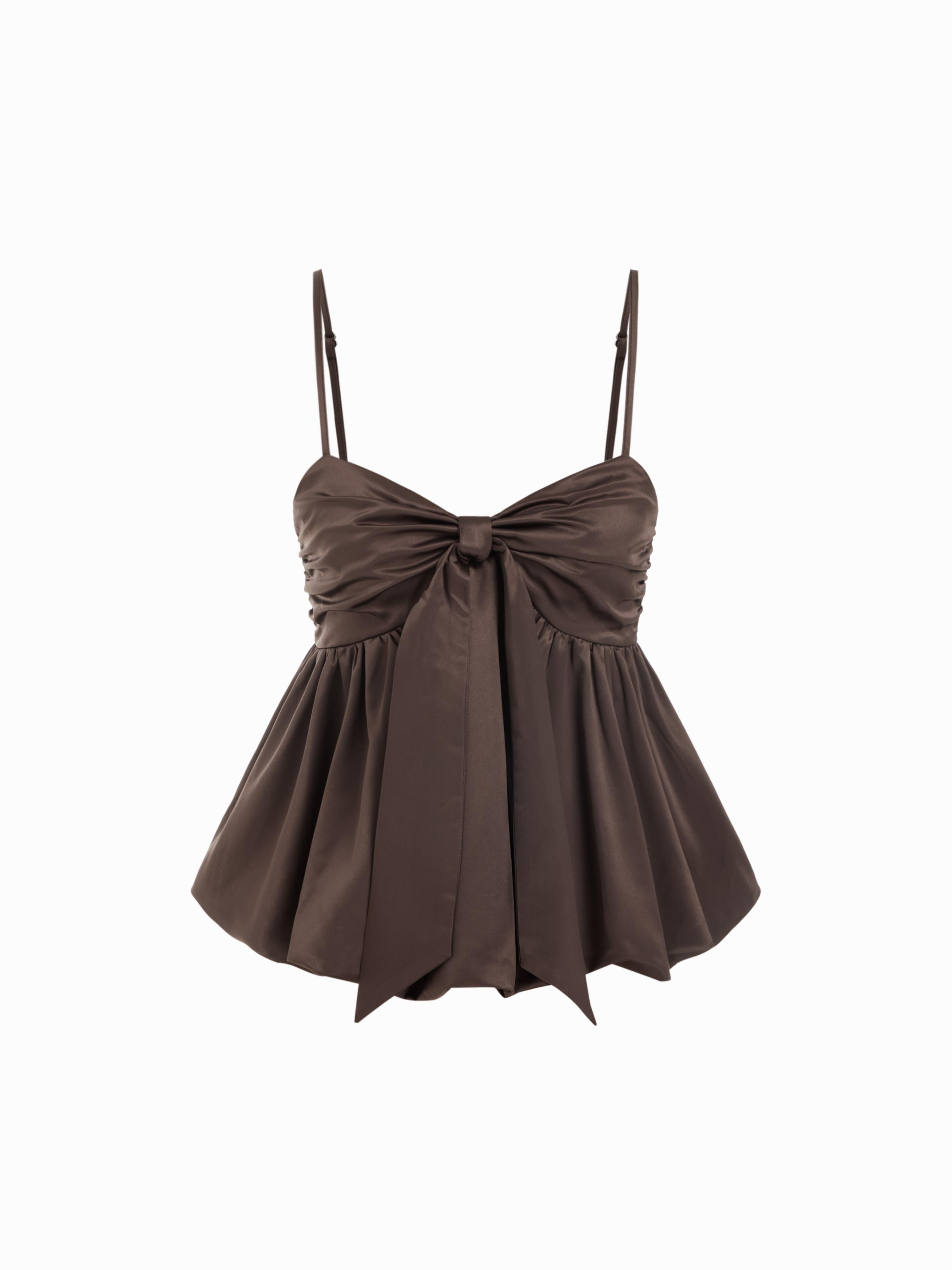Satin Bowknot Bubble Hem Cami Top by CIDER