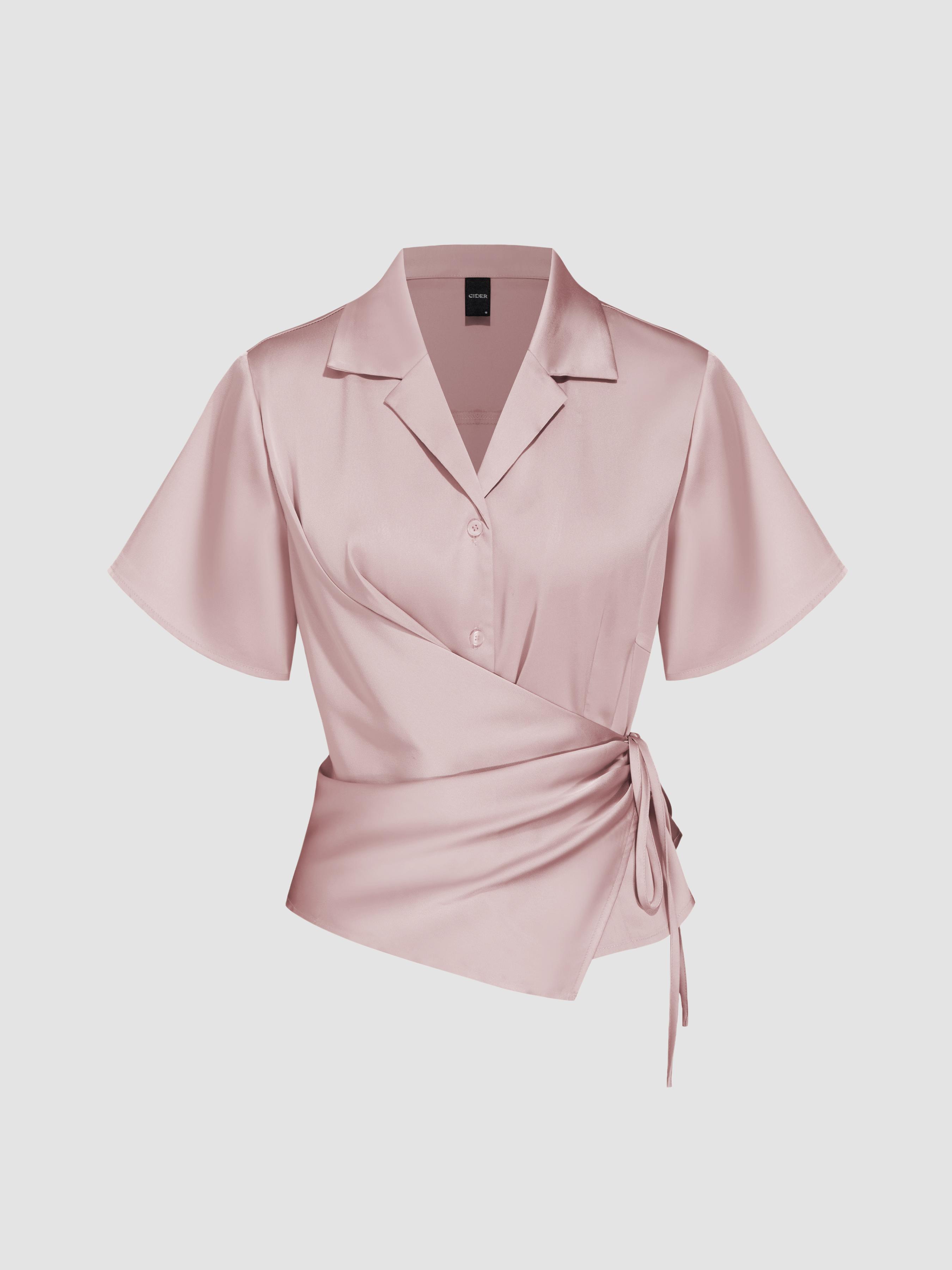 Satin Collar Knotted Shirt by CIDER