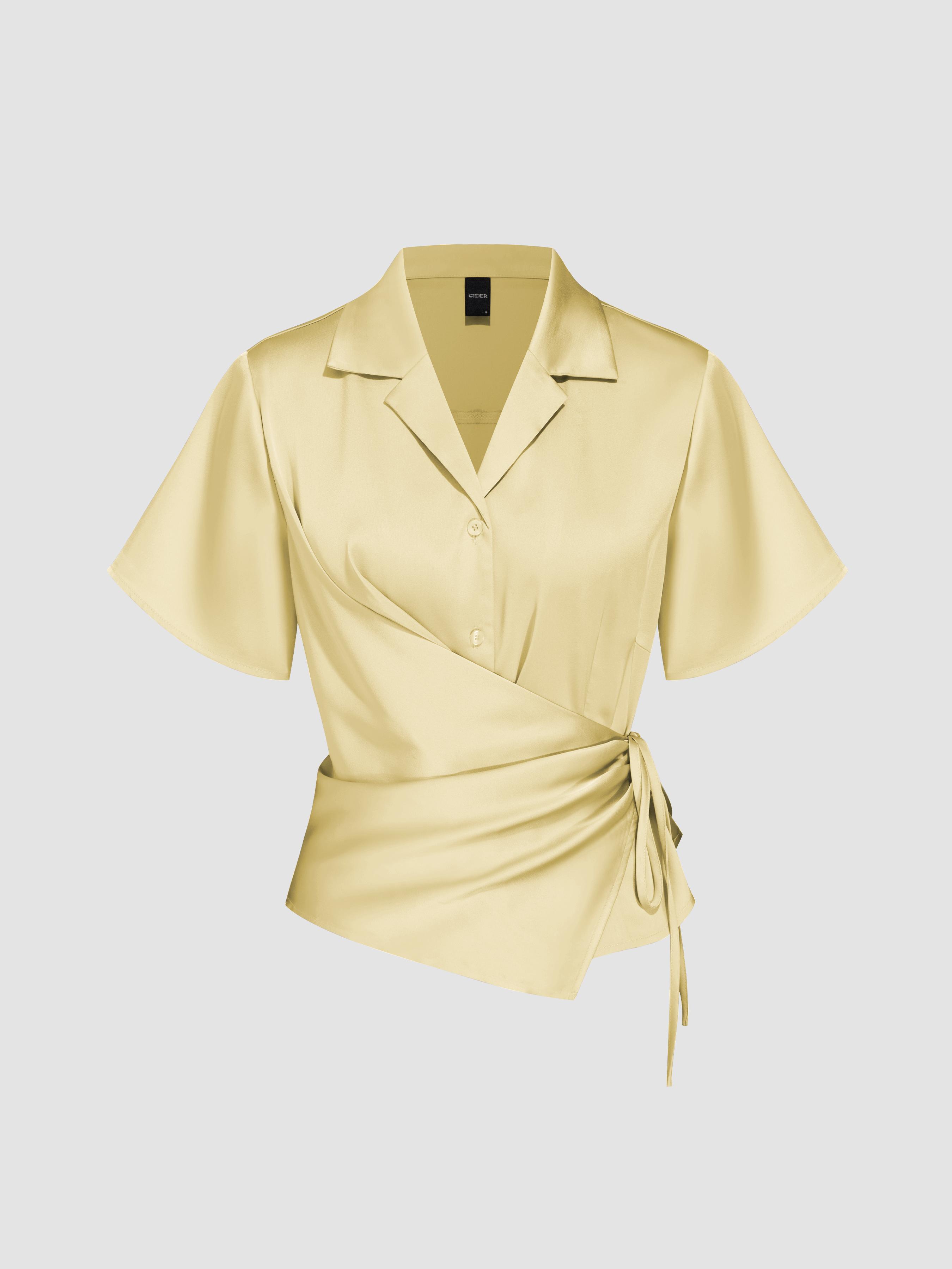 Satin Collar Knotted Shirt by CIDER