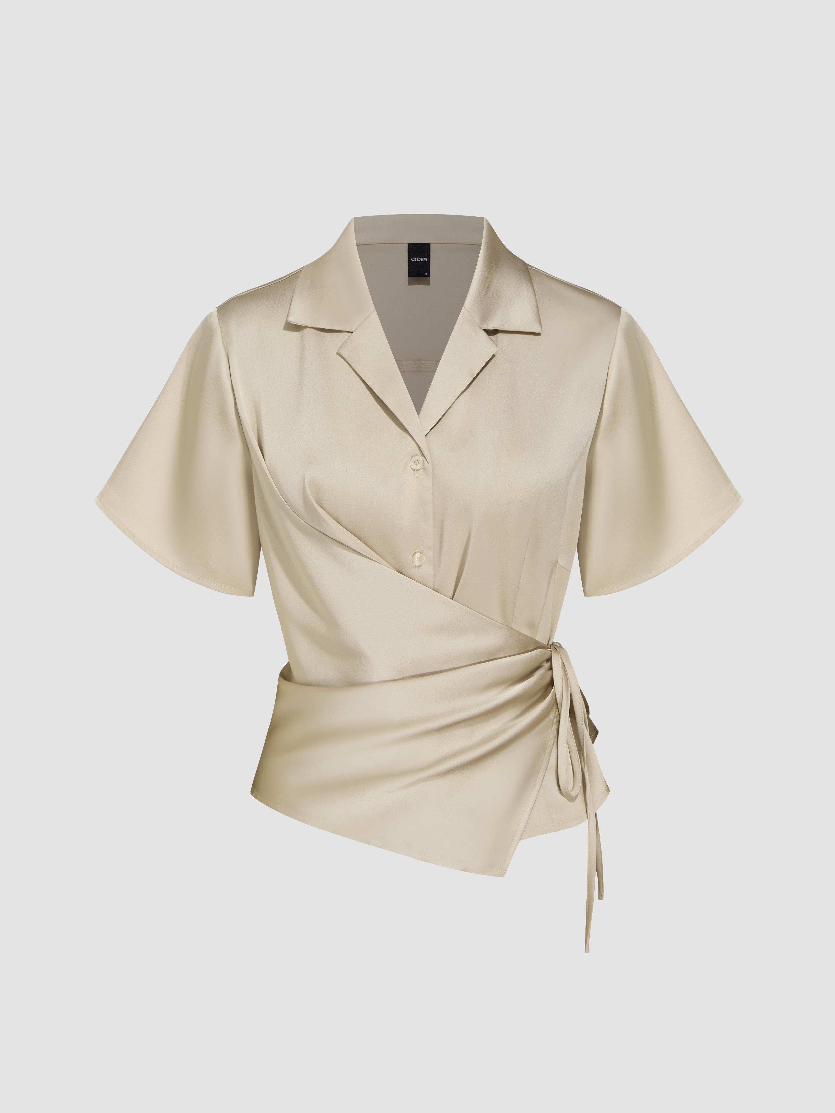 Satin Collar Knotted Shirt by CIDER