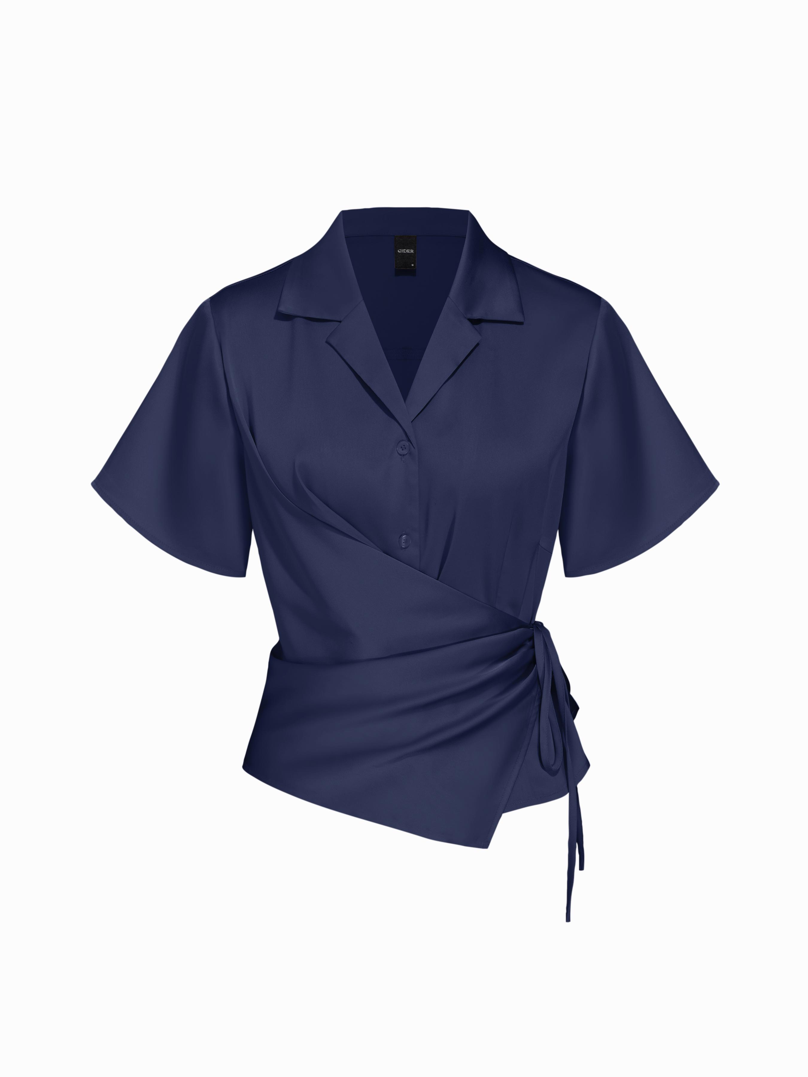 Satin Collar Knotted Shirt by CIDER
