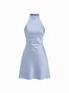 Satin Halter Neckline Backless Bowknot A-line Mini Dress by CIDER Satin Halter Neckline Backless Bowknot A-line Mini Dress by CIDER
