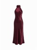 Satin Halter Neckline Backless Mermaid Maxi Mermaid Dress by CIDER