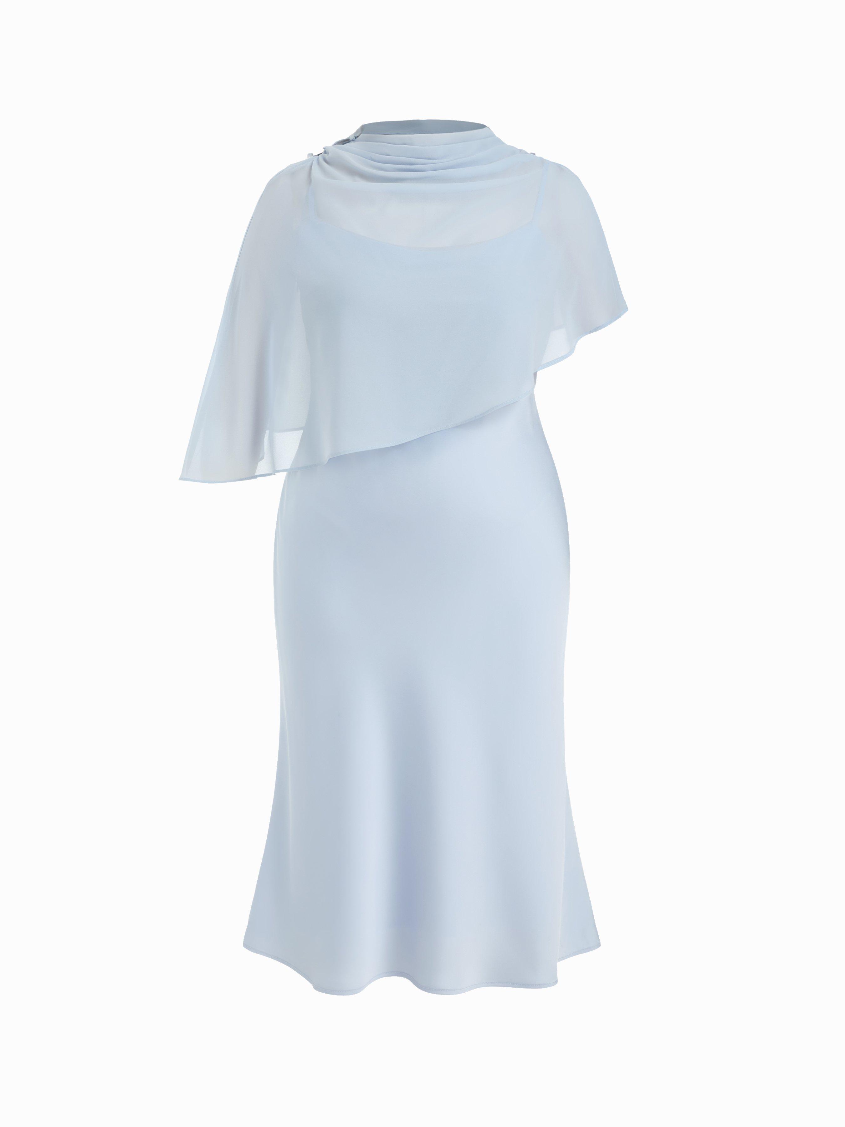 Satin High Neck Cape Sleeve Maxi Dress Curve & Plus by CIDER