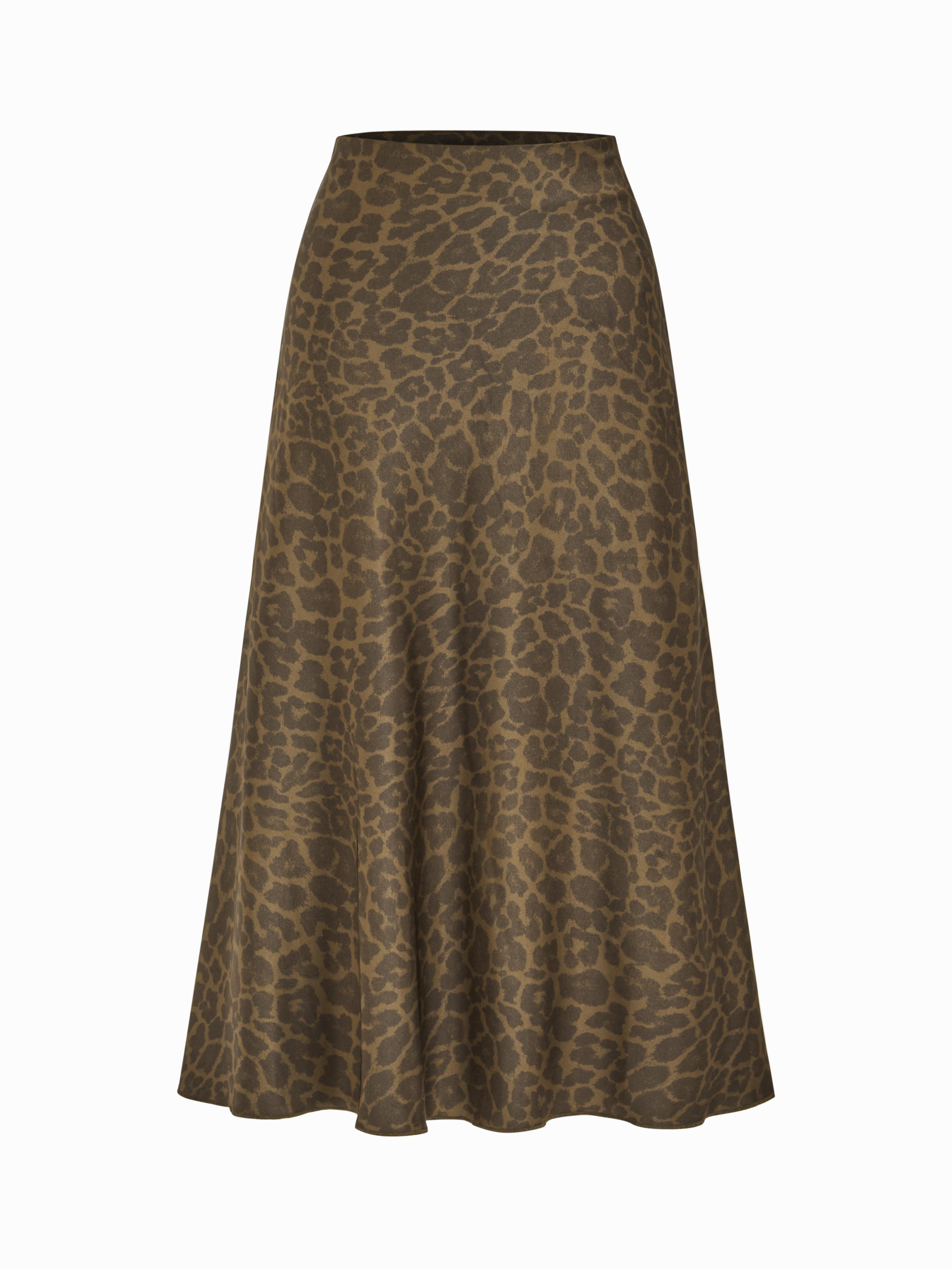 Satin-Leopard-Maxi-Skirt mit mittlerem Bund by CIDER