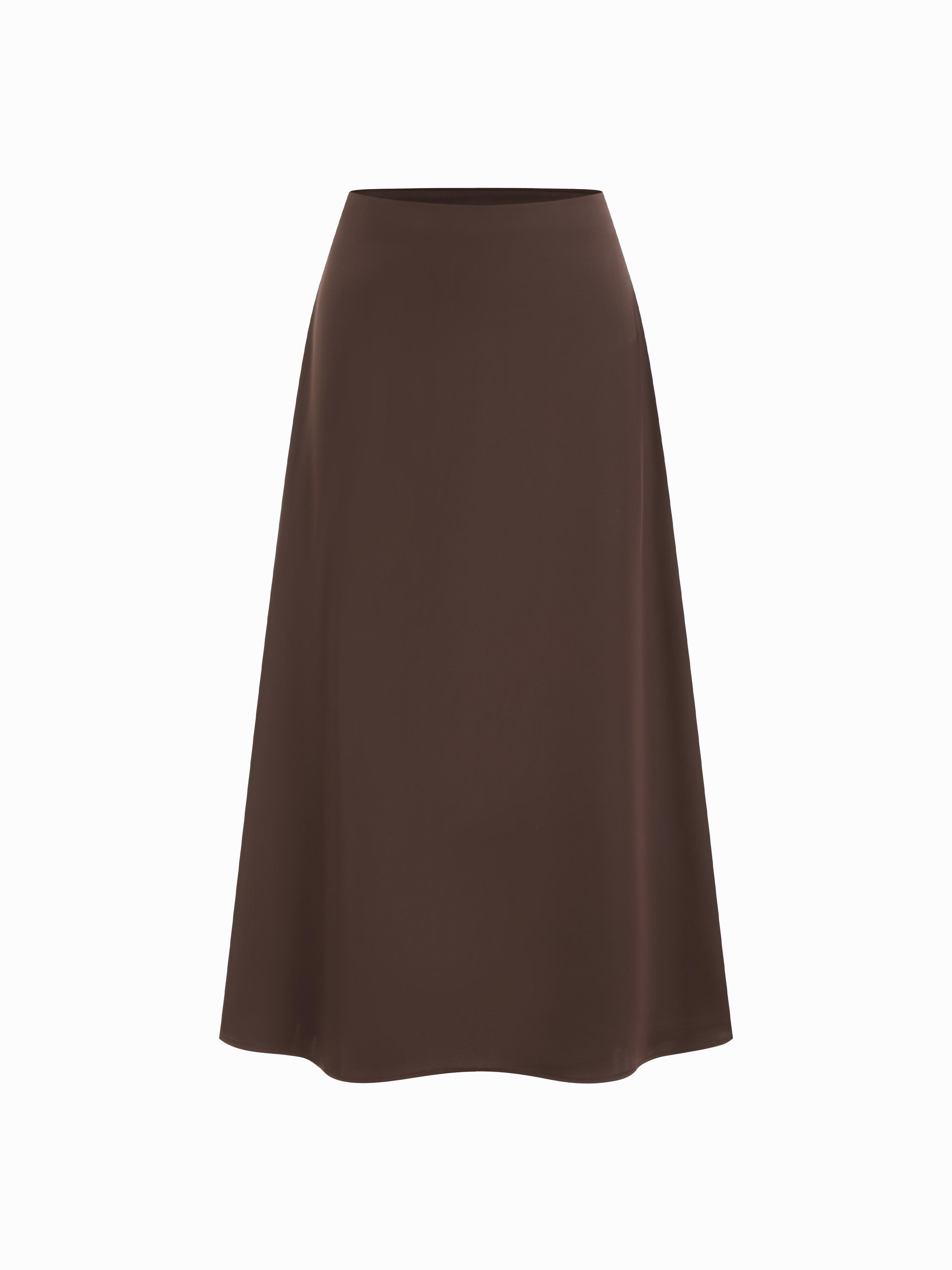 Satin-Low-Rise-A-Linie-Maxiskirt by CIDER