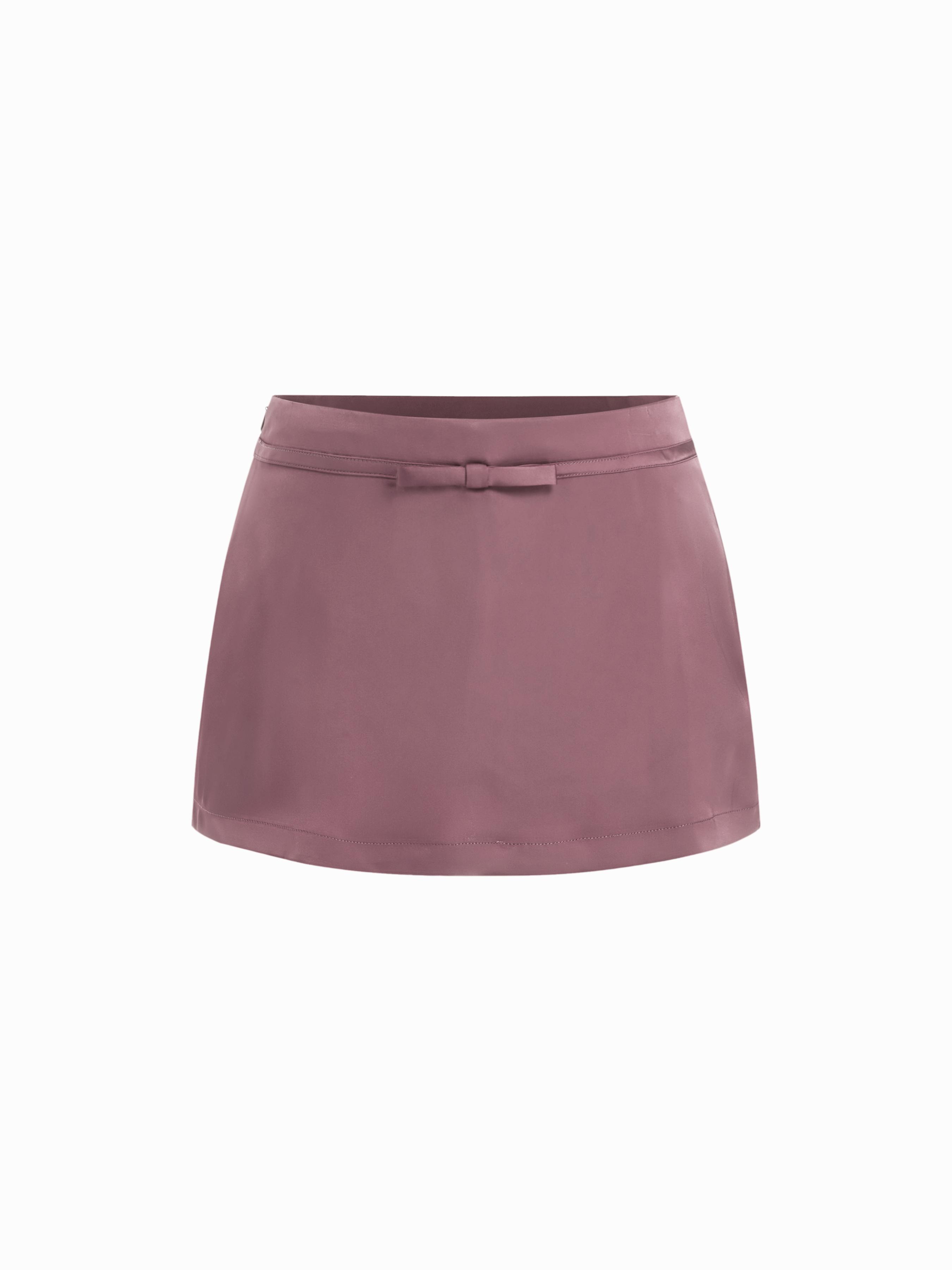 Satin Low Rise Bowknot Bodycon Mini Skirt by CIDER