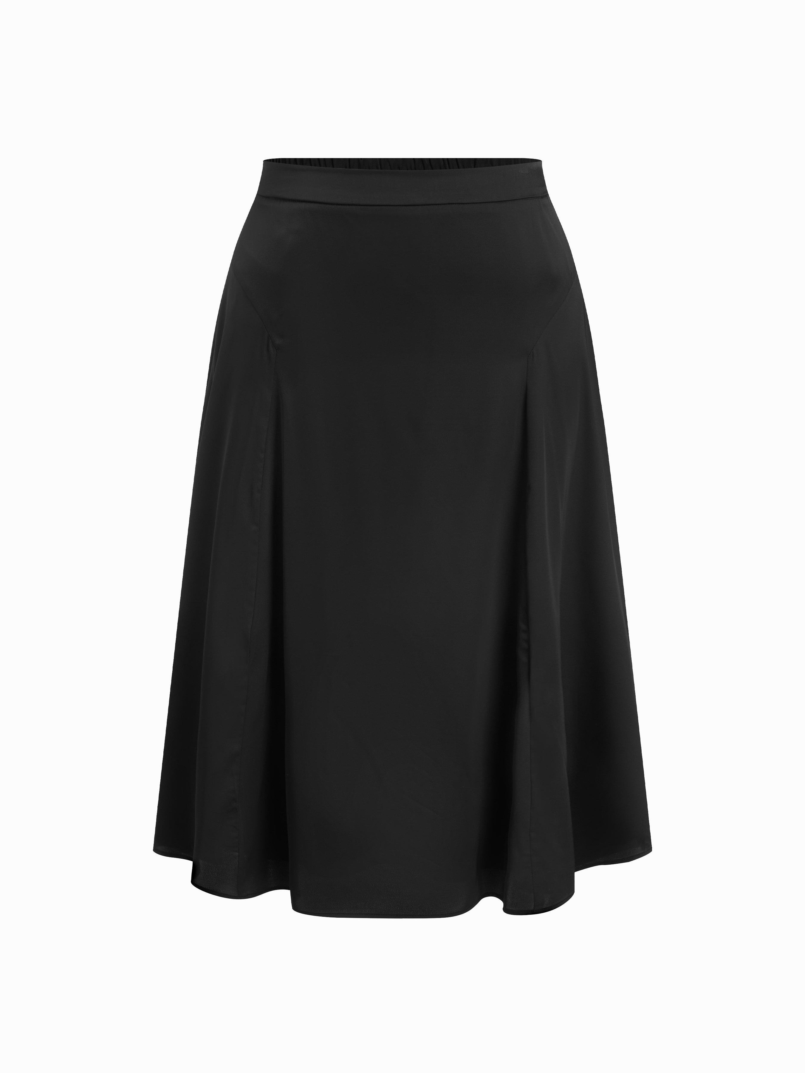 Satin Mid Rise A-line Midi Skirt Curve & Plus by CIDER